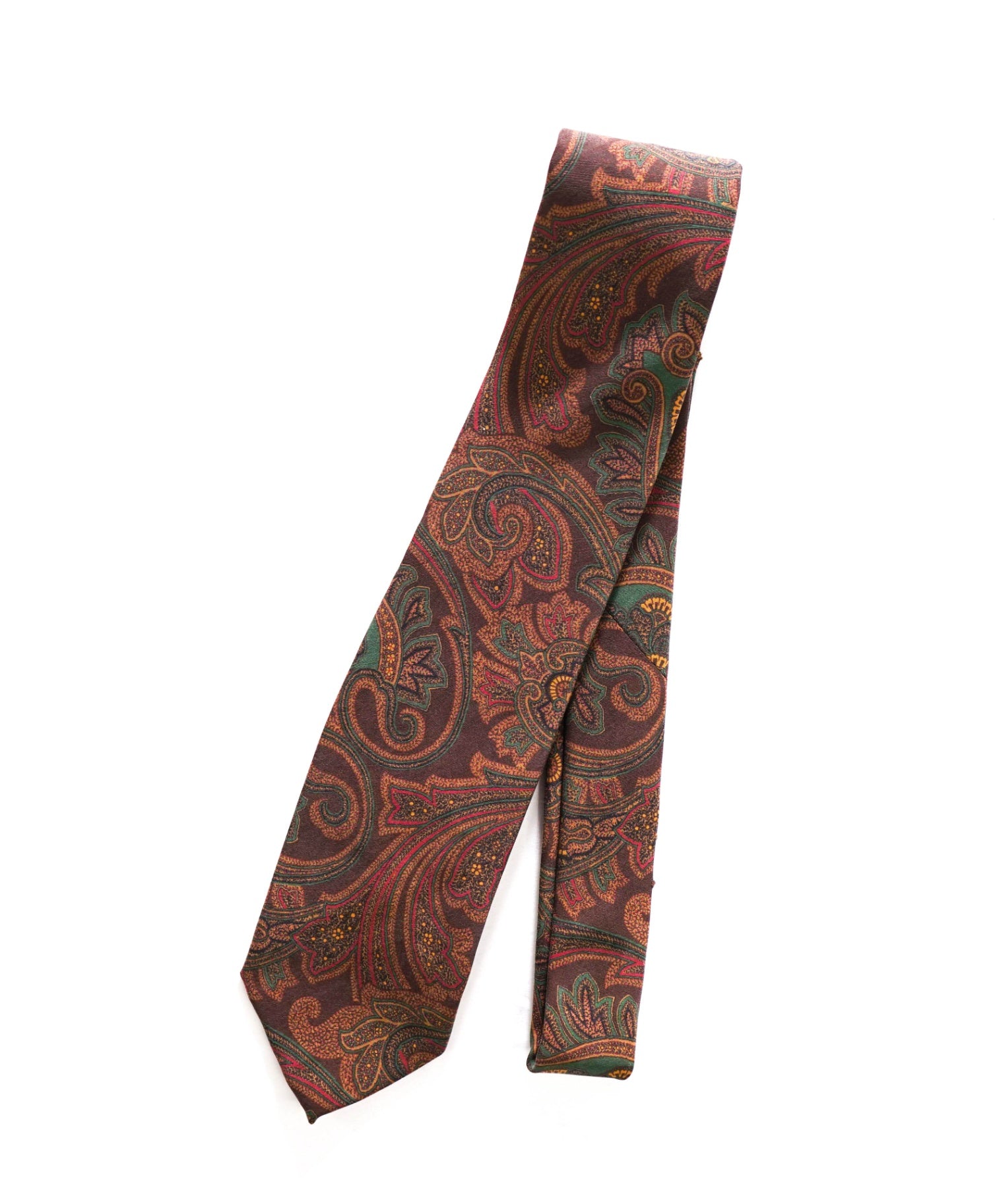 $125 POLO RALPH LAUREN - *DAMAGED* Brown Paisley Silk - 3" Tie