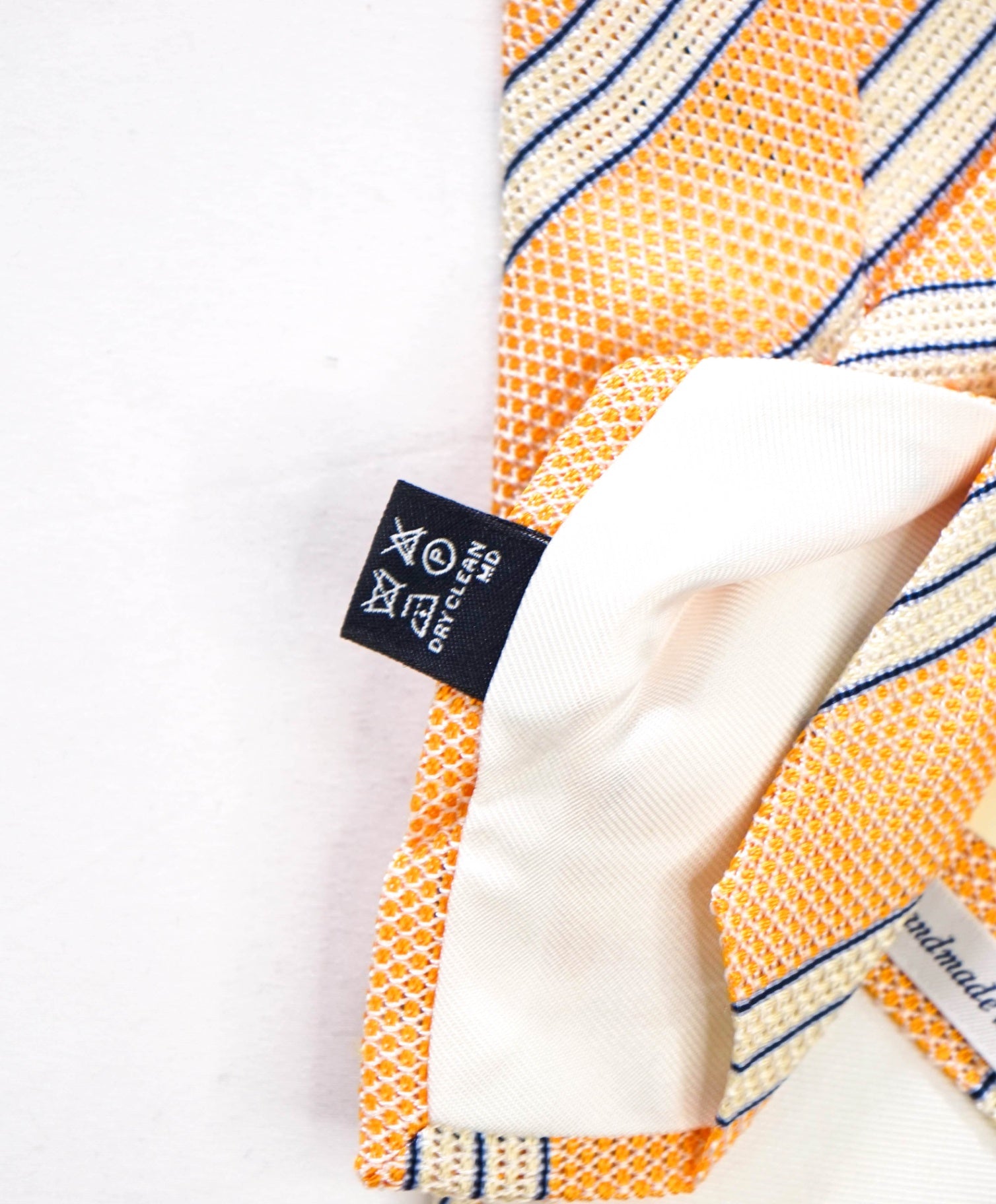 $275 DRAKE'S - Textured Orange Stripe Silk - 3.25" Tie
