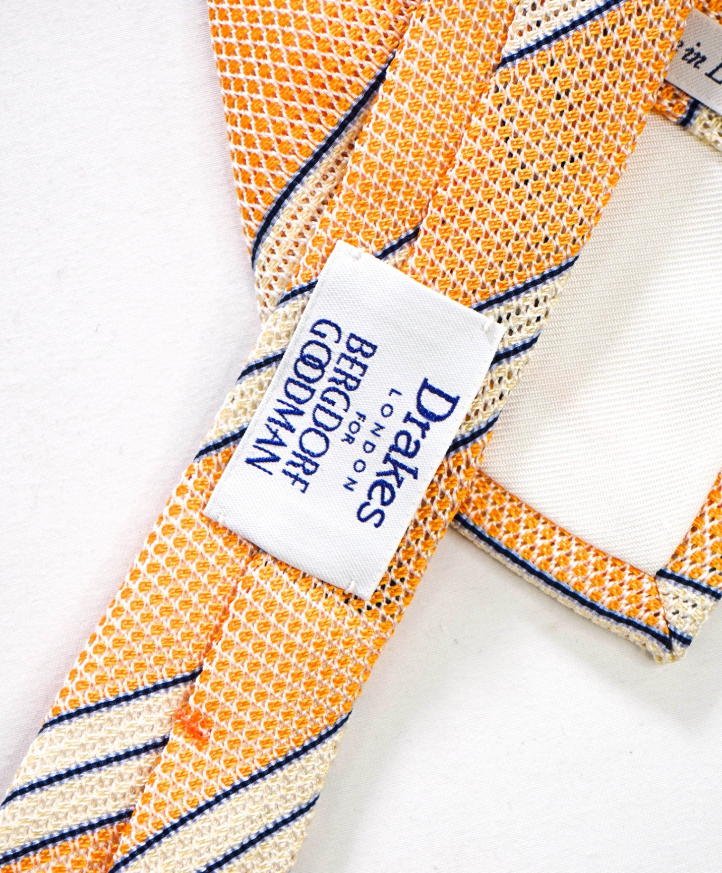 $275 DRAKE'S - Textured Orange Stripe Silk - 3.25" Tie
