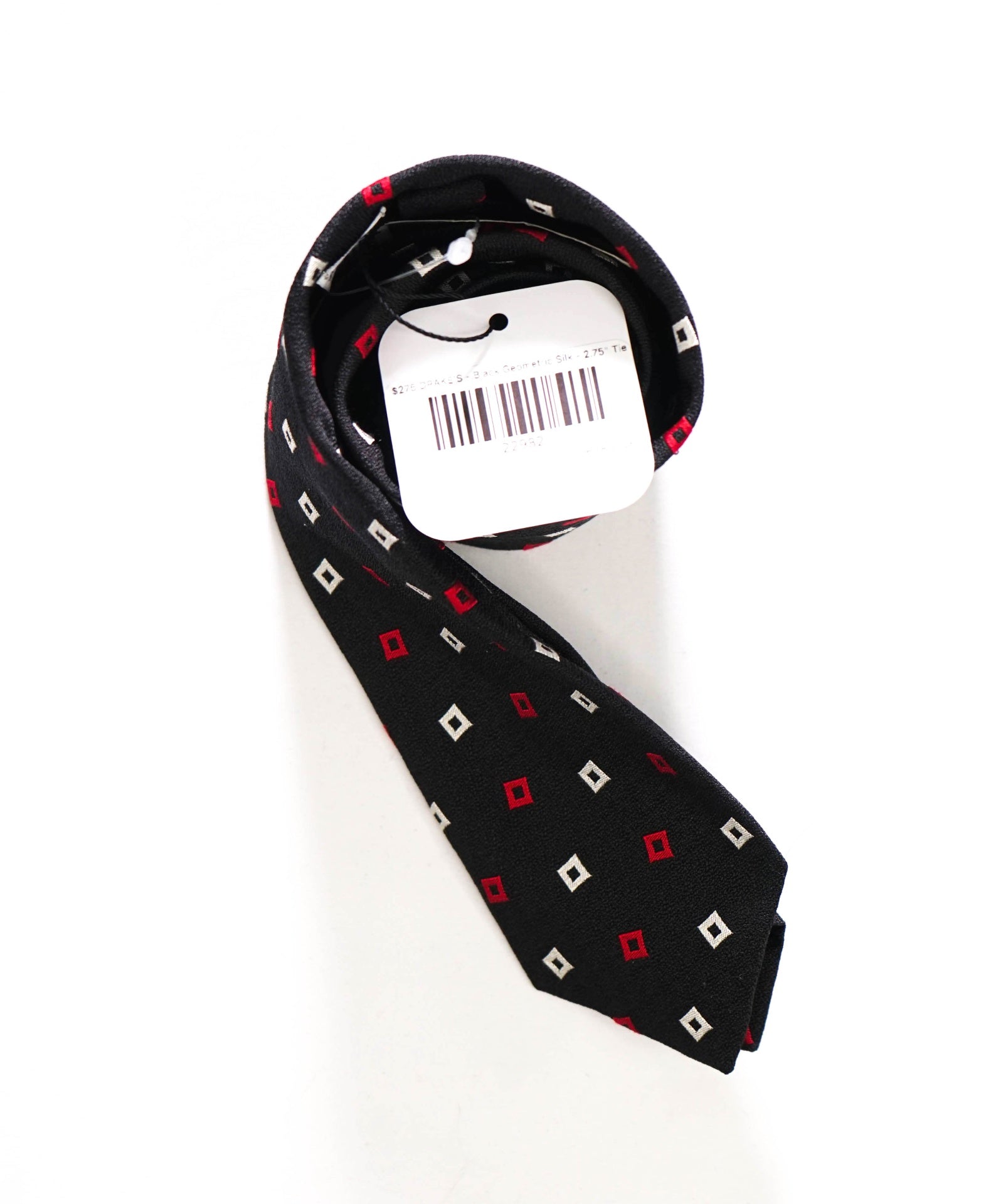 $275 DRAKE'S - Black Geometric Art Deco Silk - 2.75" Tie