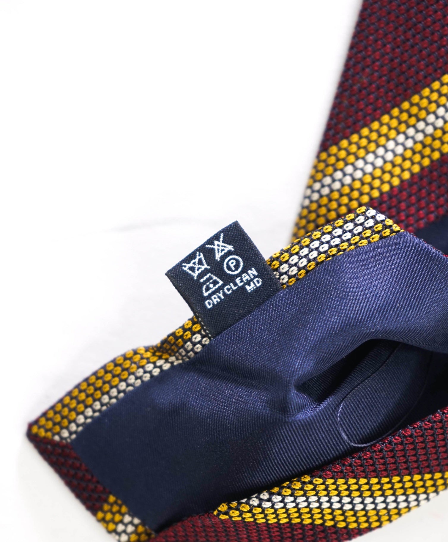 $275 DRAKE'S - Textured Burgundy/Yellow Stripe Silk - 2.75" Tie