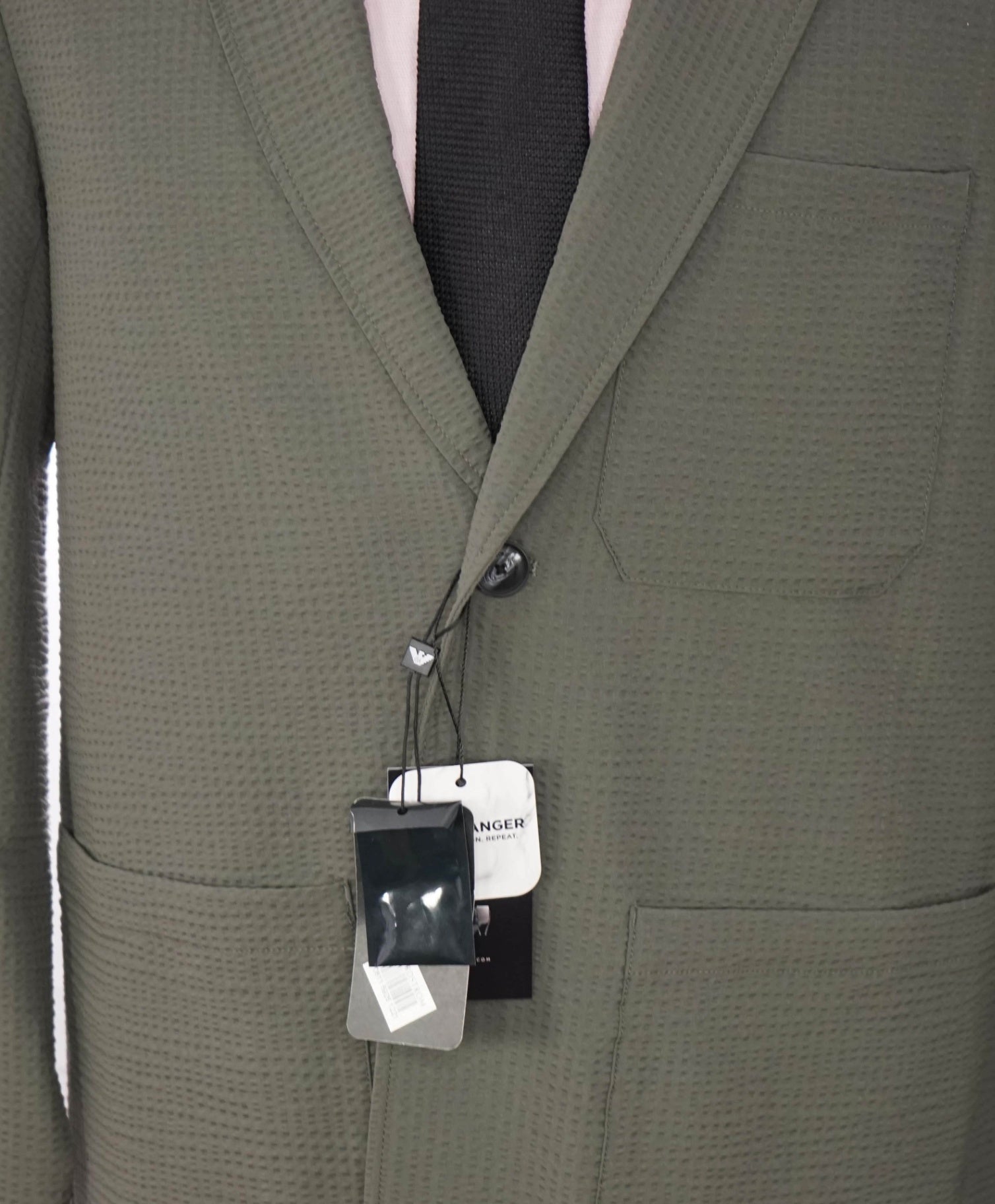 $895 EMPORIO ARMANI - Dark Green Seersucker Blazer - 40