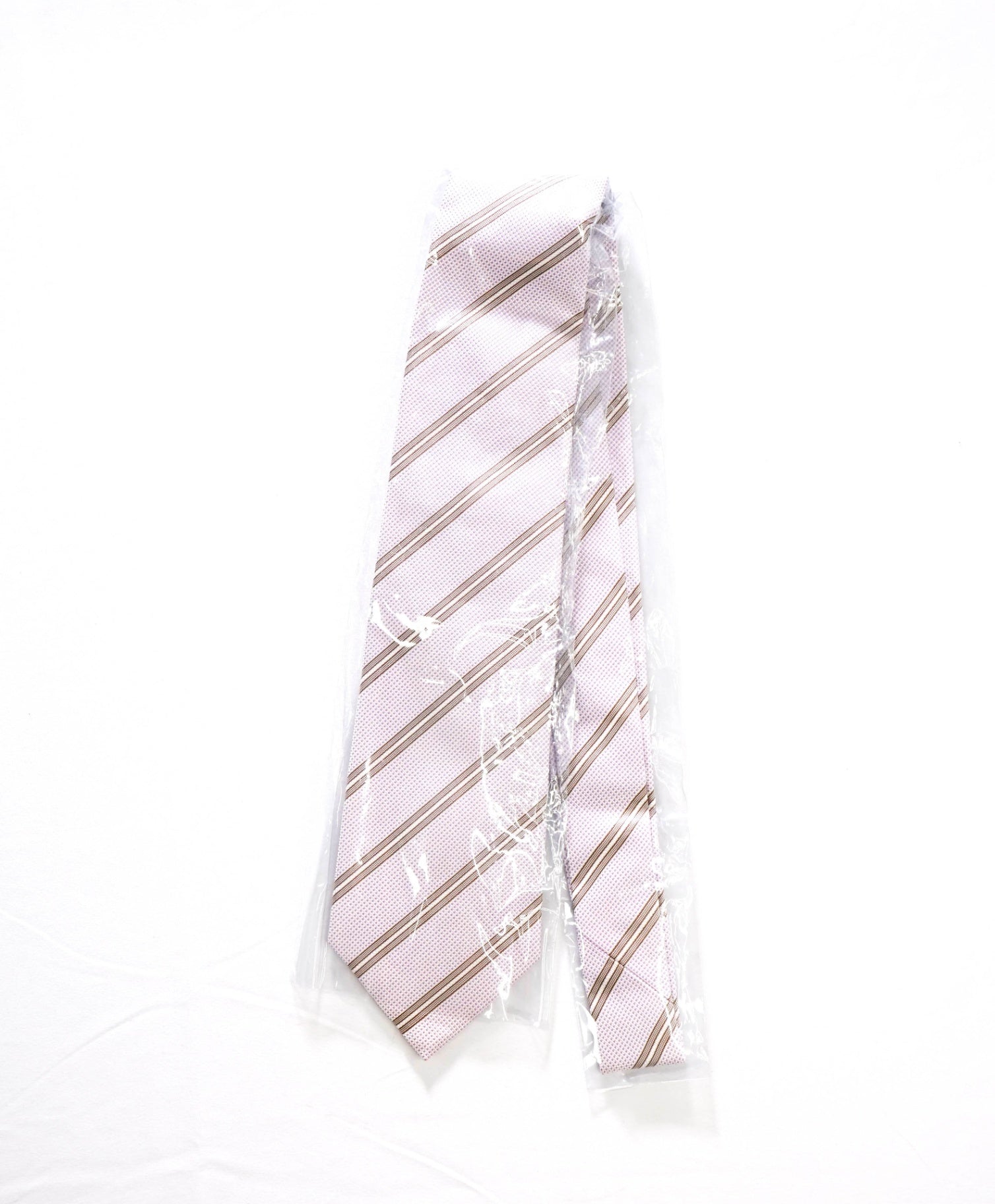 $192 LUIGI BORRELLI - Pink Stripe Silk - 3.25" Tie