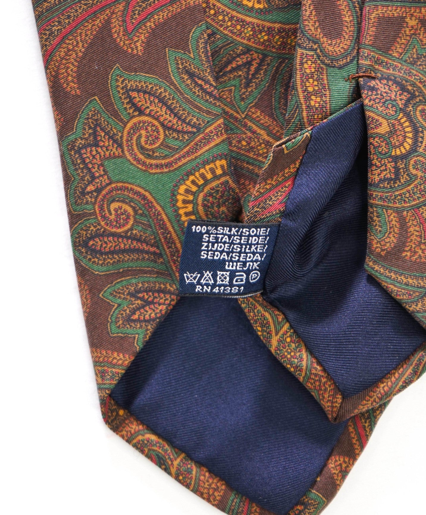 $125 POLO RALPH LAUREN - *DAMAGED* Brown Paisley Silk - 3" Tie