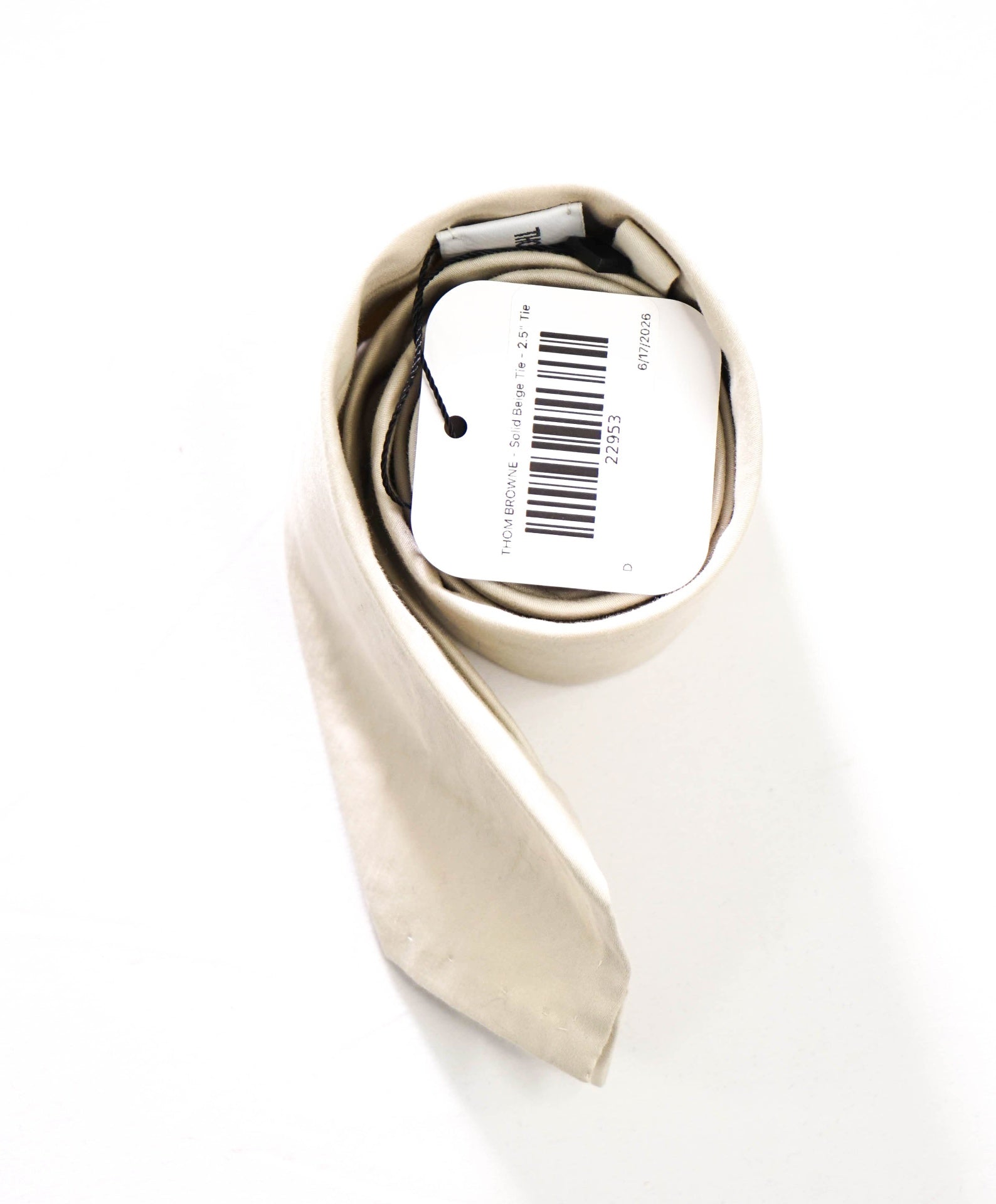 $190 THOM BROWNE - Solid Beige Tie - 2.5" Tie