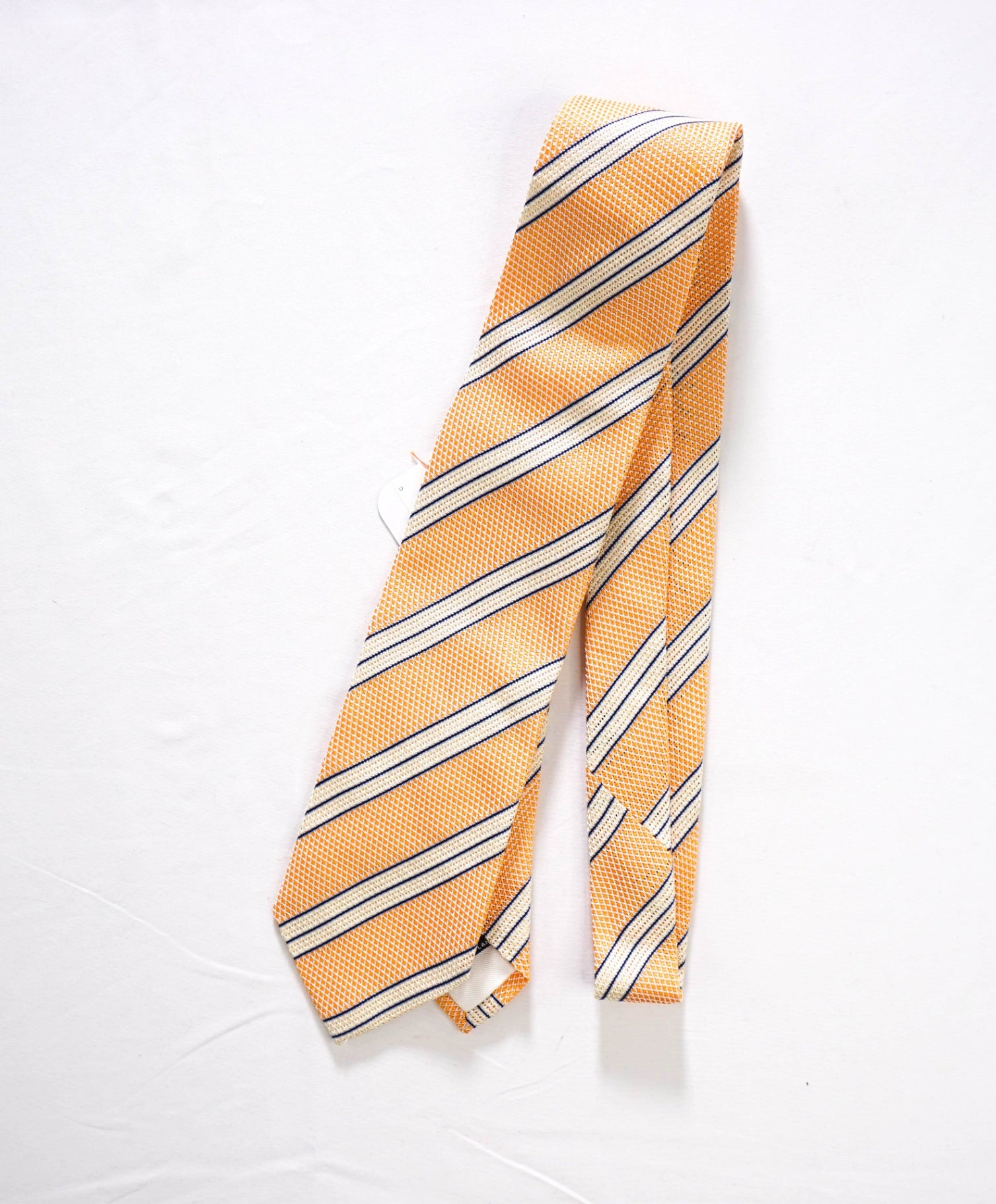 $275 DRAKE'S - Textured Orange Stripe Silk - 3.25" Tie