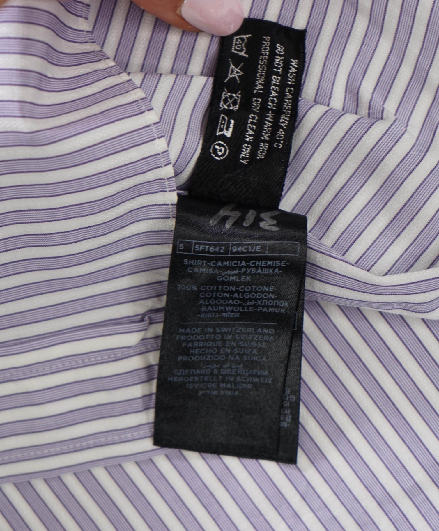 $730 TOM FORD - Purple/White Striped Cotton Shirt - 15.5