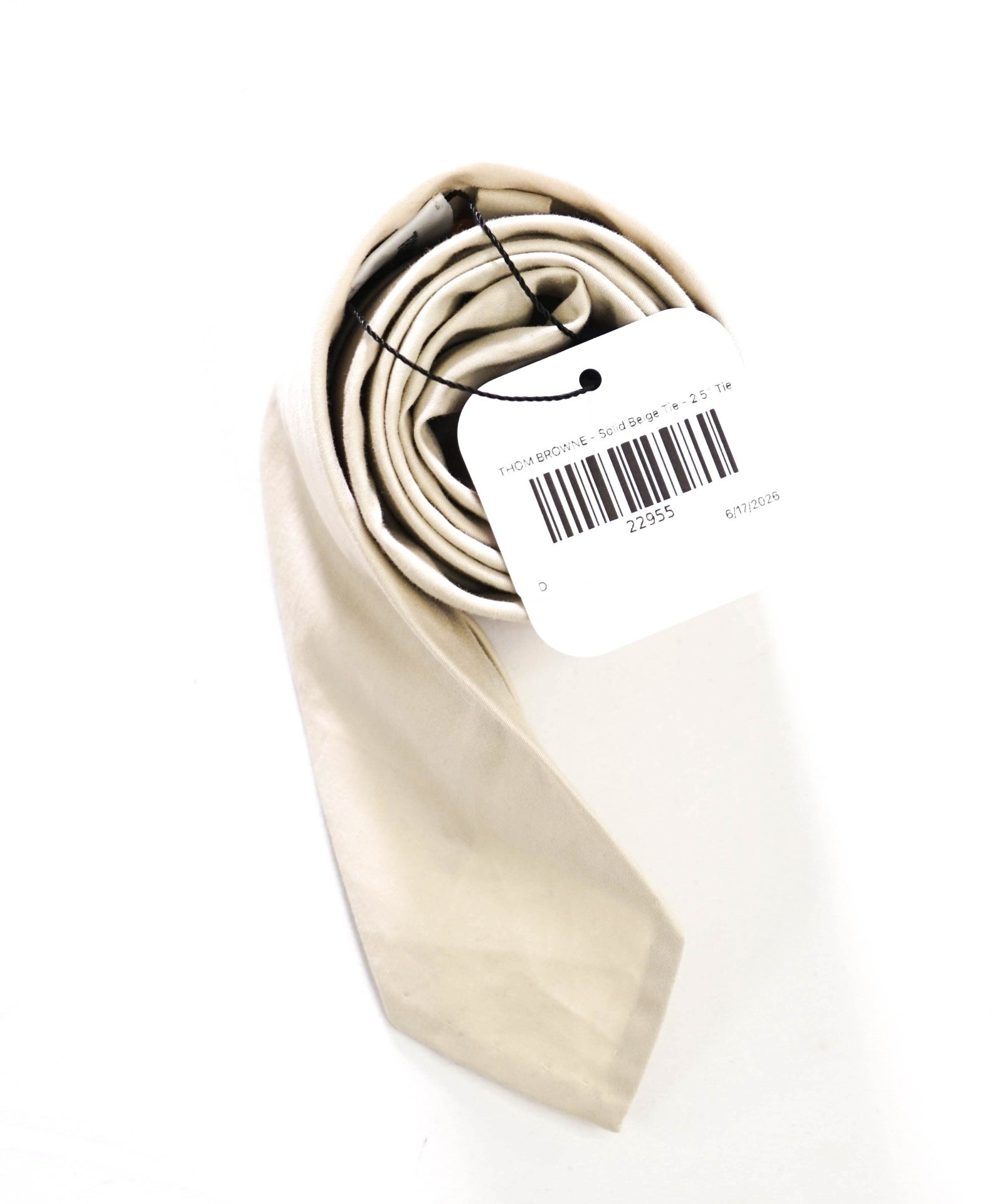 $190 THOM BROWNE - Solid Beige Tie - 2.5" Tie