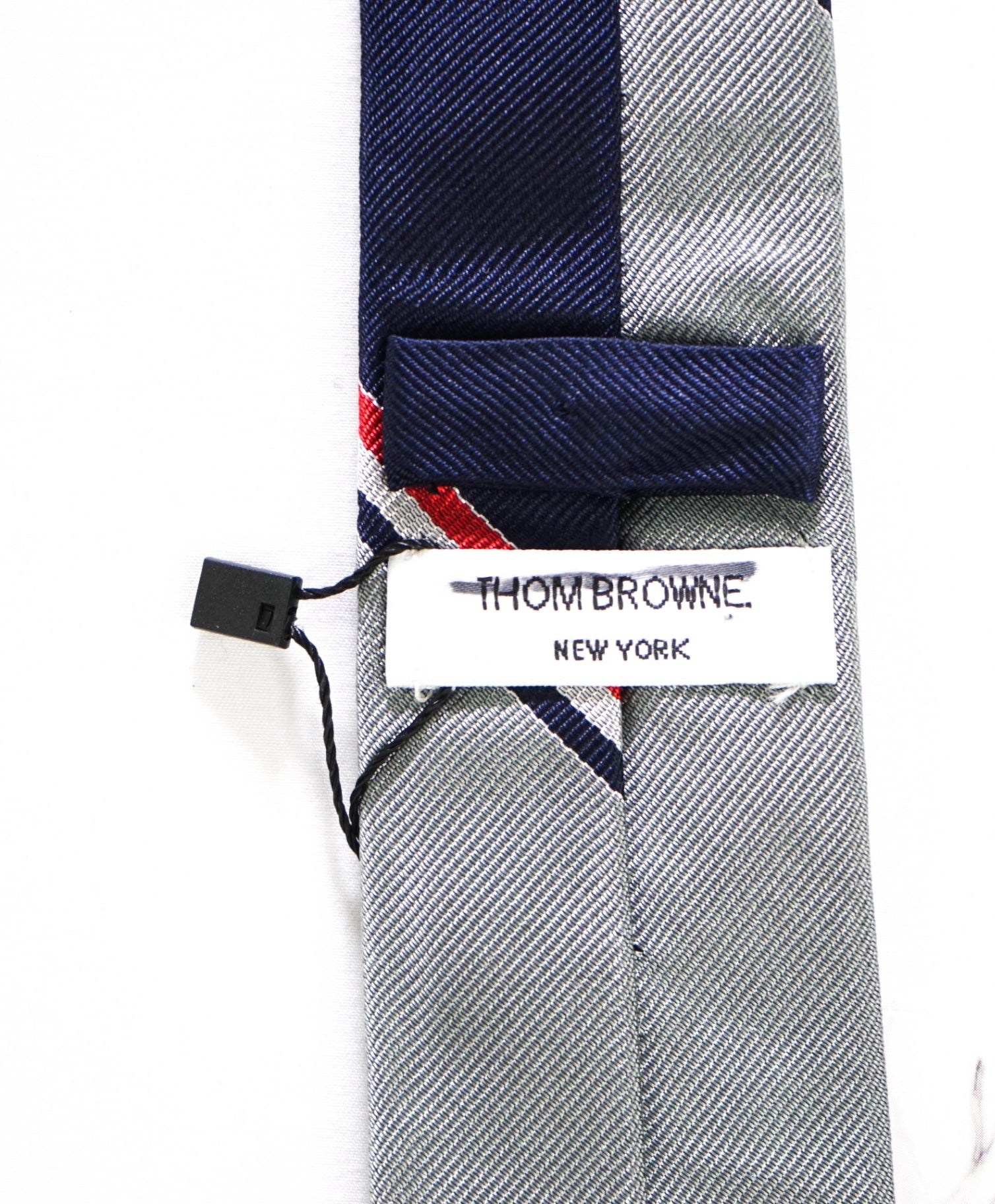 $410 THOM BROWNE - Navy/Gray Silk - 2" Tie