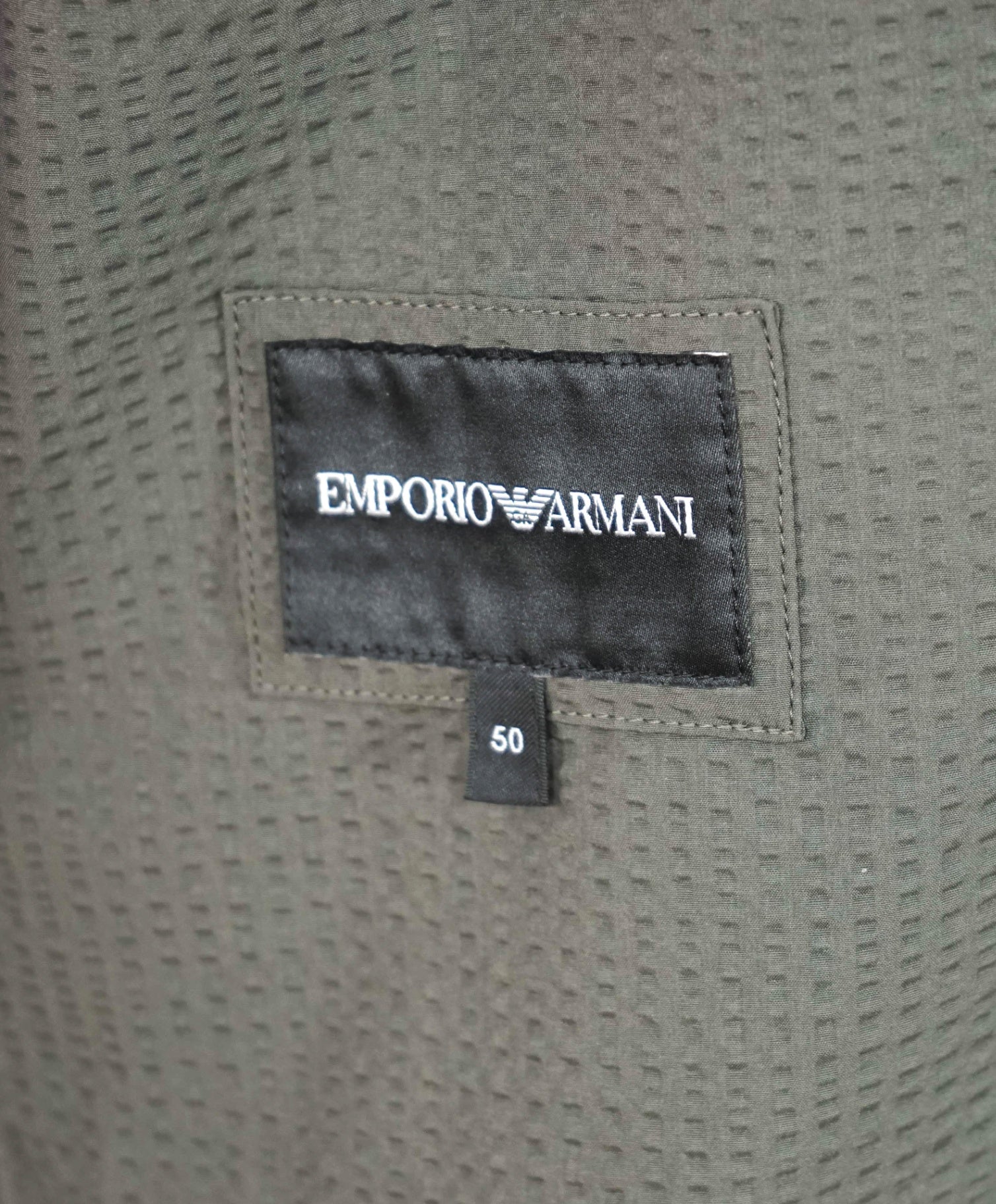 $895 EMPORIO ARMANI - Dark Green Seersucker Blazer - 40