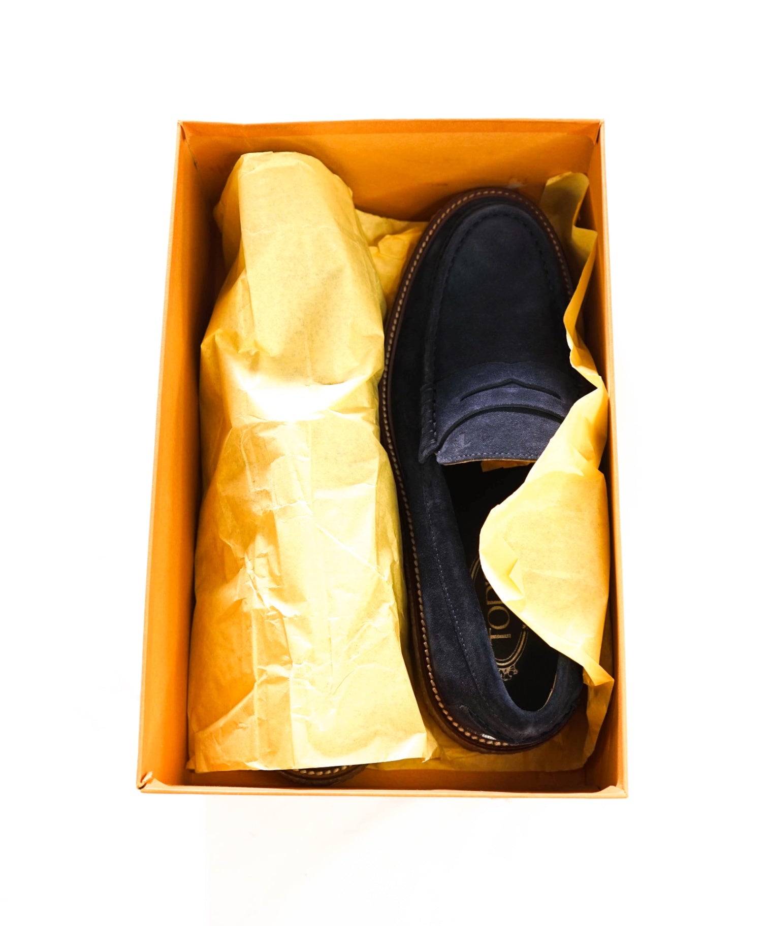 $925 TOD'S - Navy Blue Suede Lug-Sole Penny Loafers - US 8 (7UK)