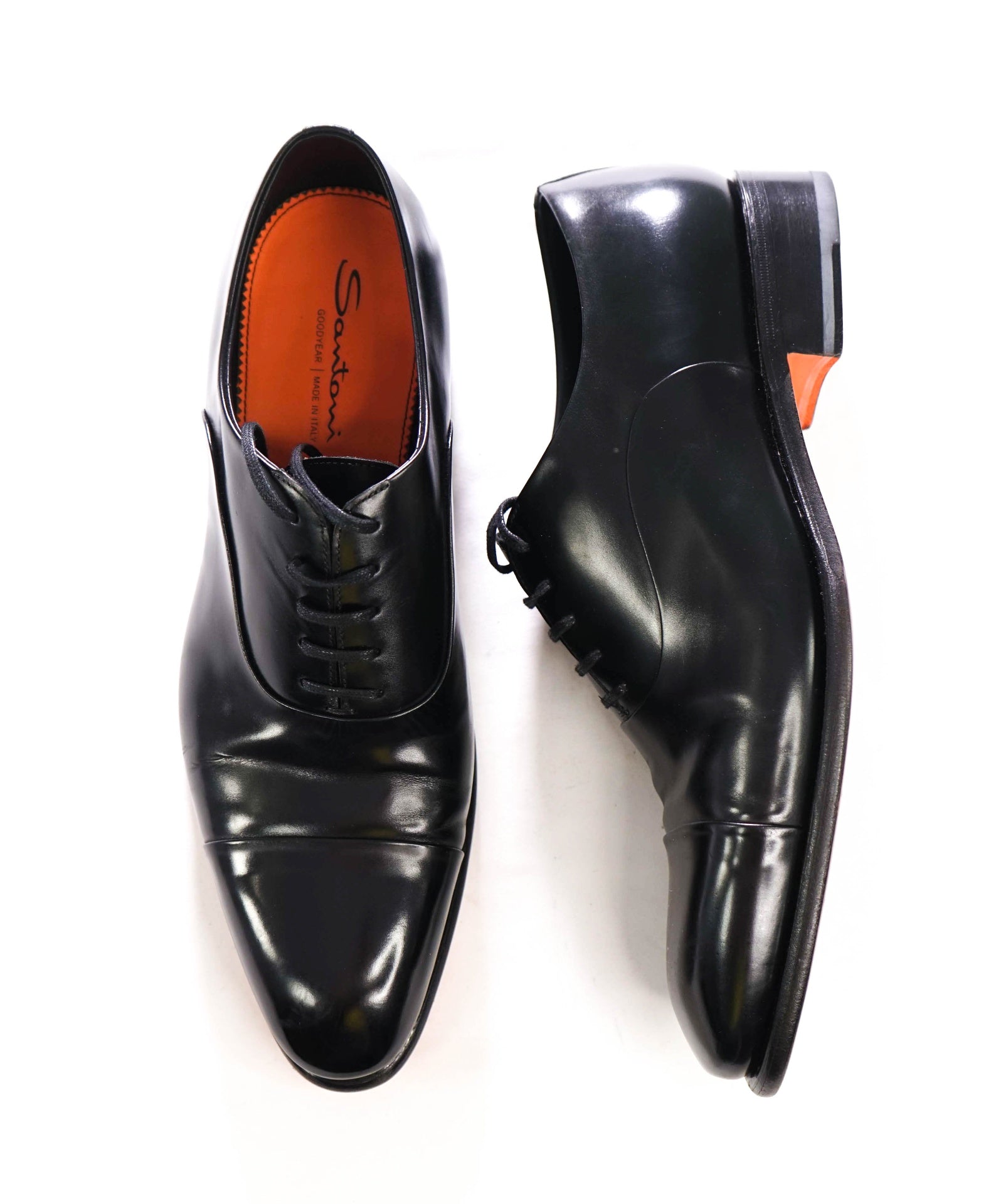 $1,350 SANTONI - Black "GOODYEAR" Oxfords - 11.5 US (10.5 UK)