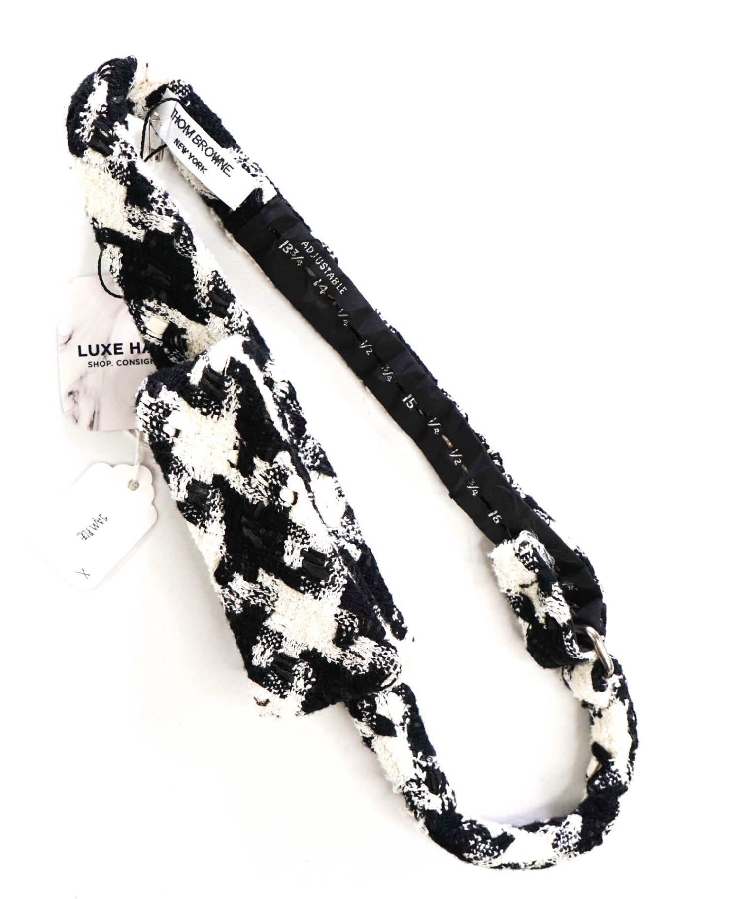 THOM BROWNE - Textured Black/White PEARL/Houndstooth Bow Tie