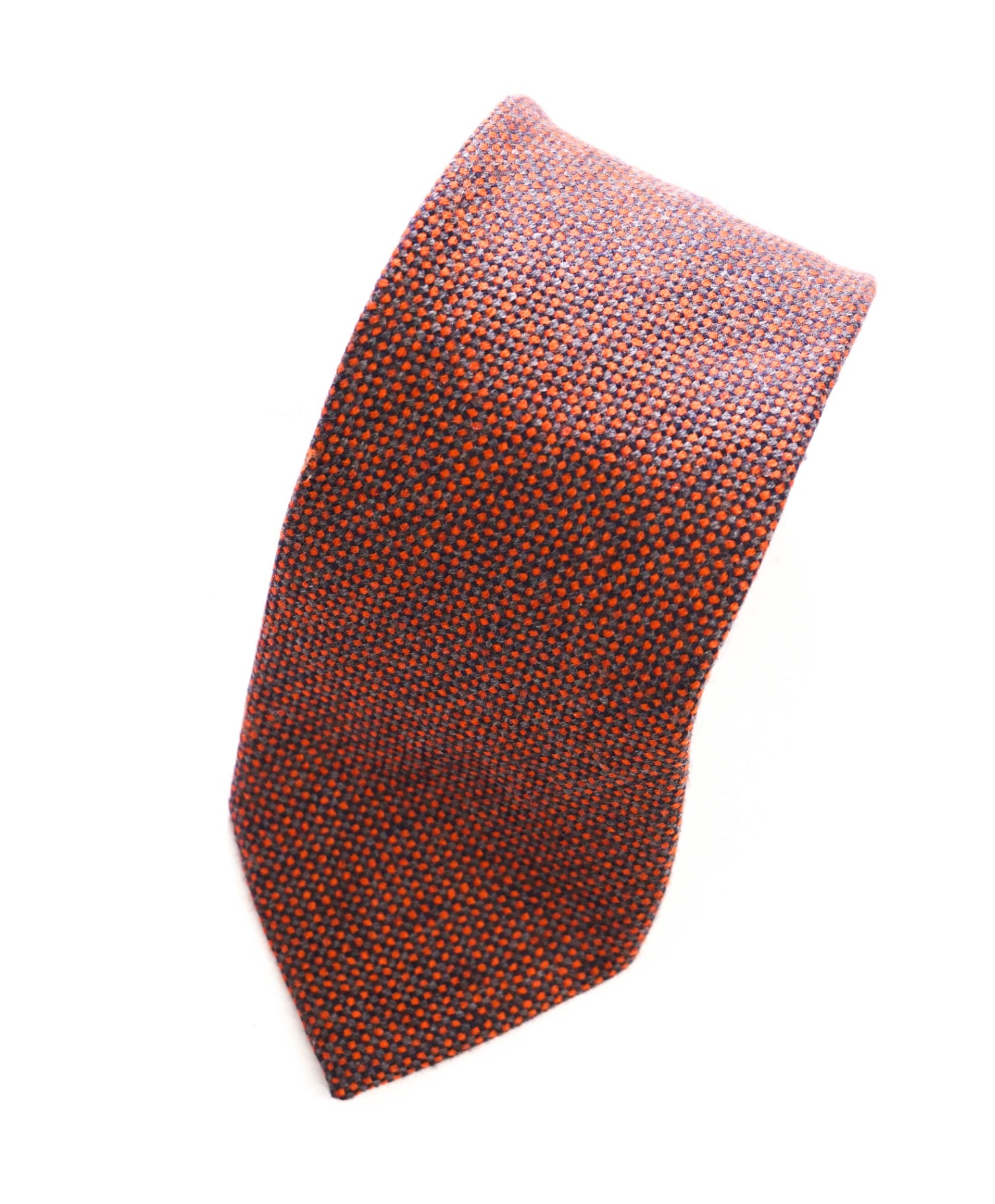 $275 DRAKE'S - Orange Woven Flannel Wool - 3" Tie