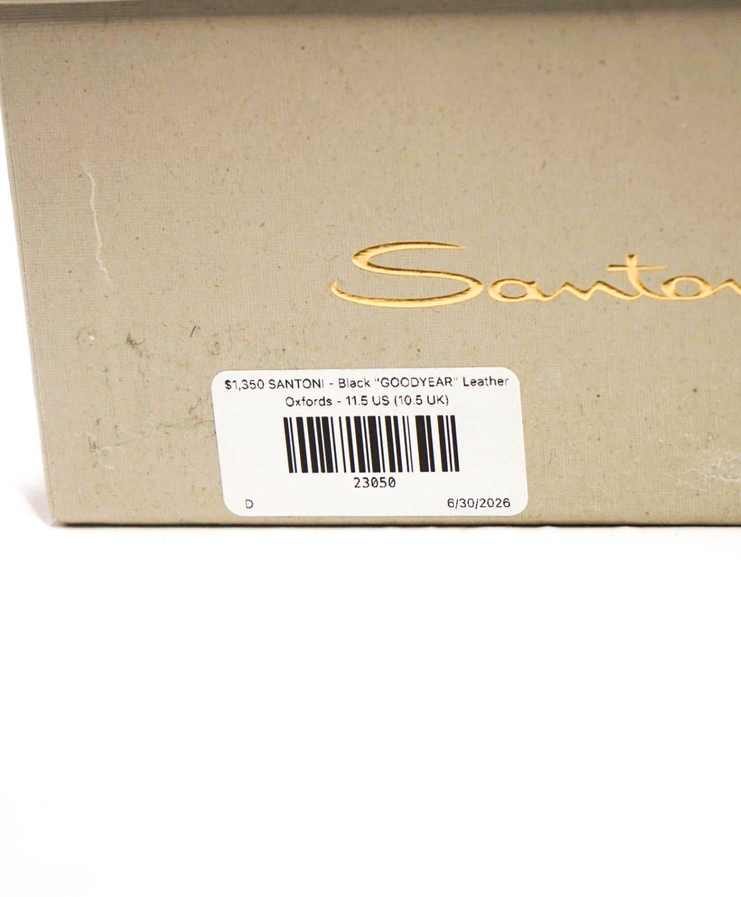 $1,350 SANTONI - Black "GOODYEAR" Oxfords - 11.5 US (10.5 UK)