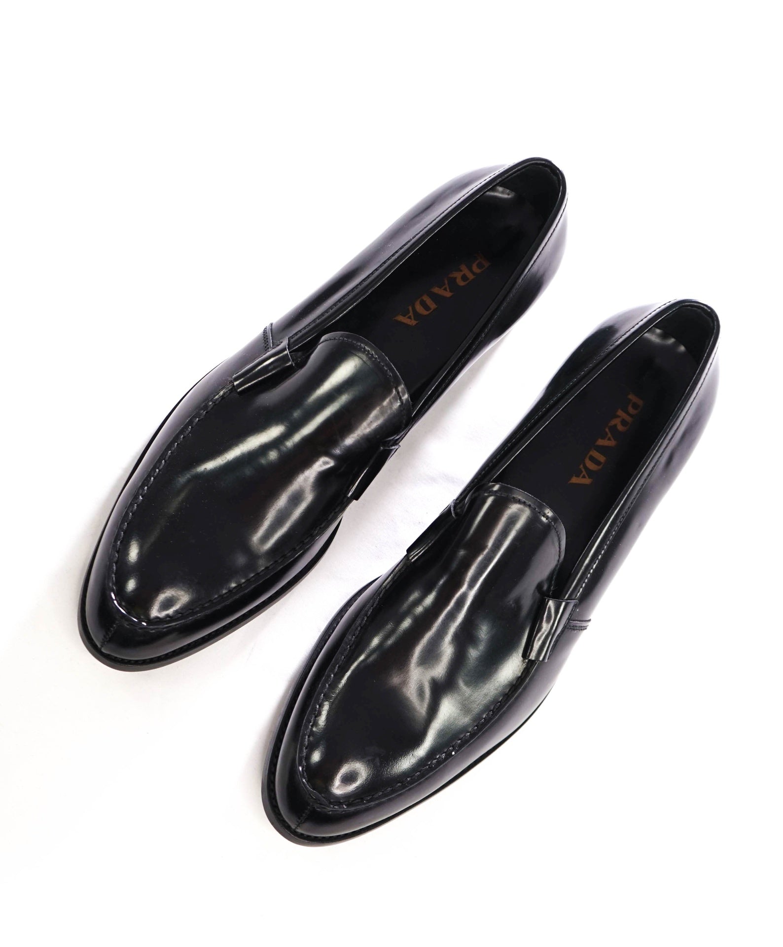 $1,290 PRADA - Black Sleek Leather Loafers - US 10 (9UK)