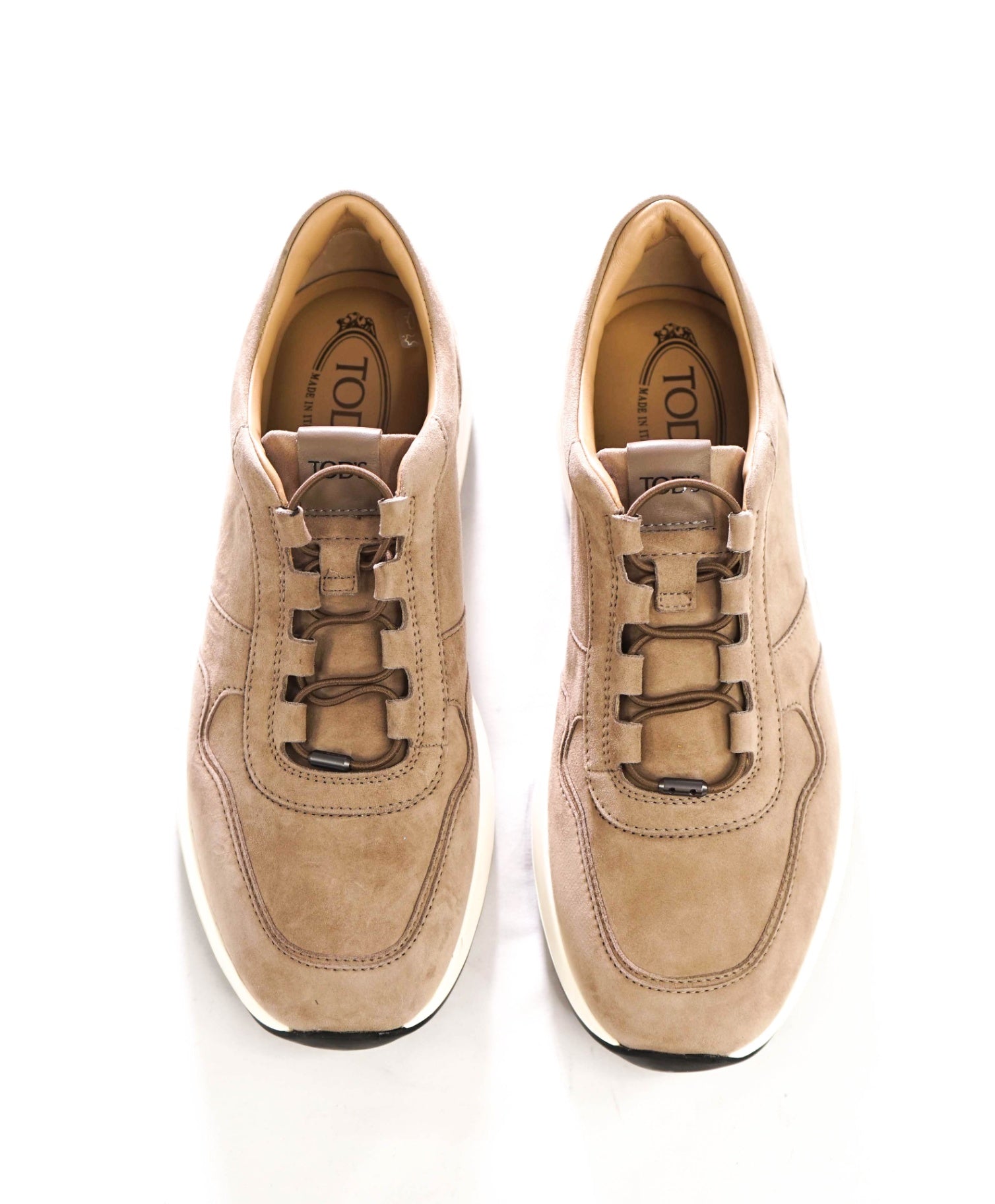 $1,090 TOD'S - Tan Pashmy Suede Logo Sneakers - US 8 (7UK)