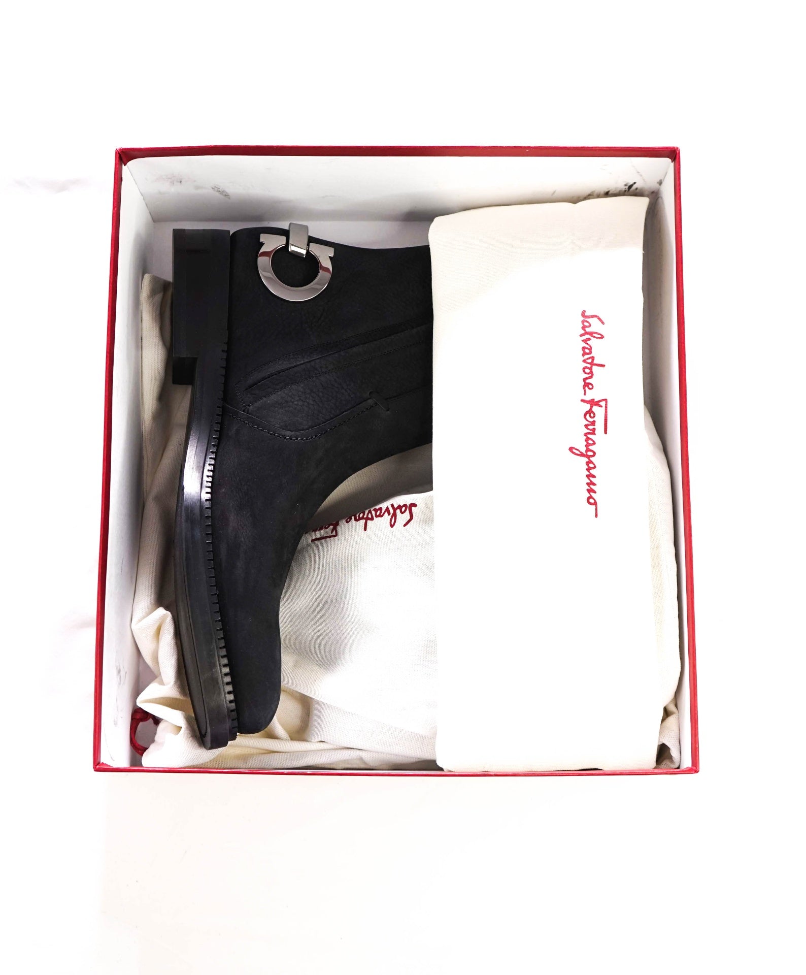 $1,290 FERRAGAMO - Black Suede "BANKLEY" Boots - 9.5 EE