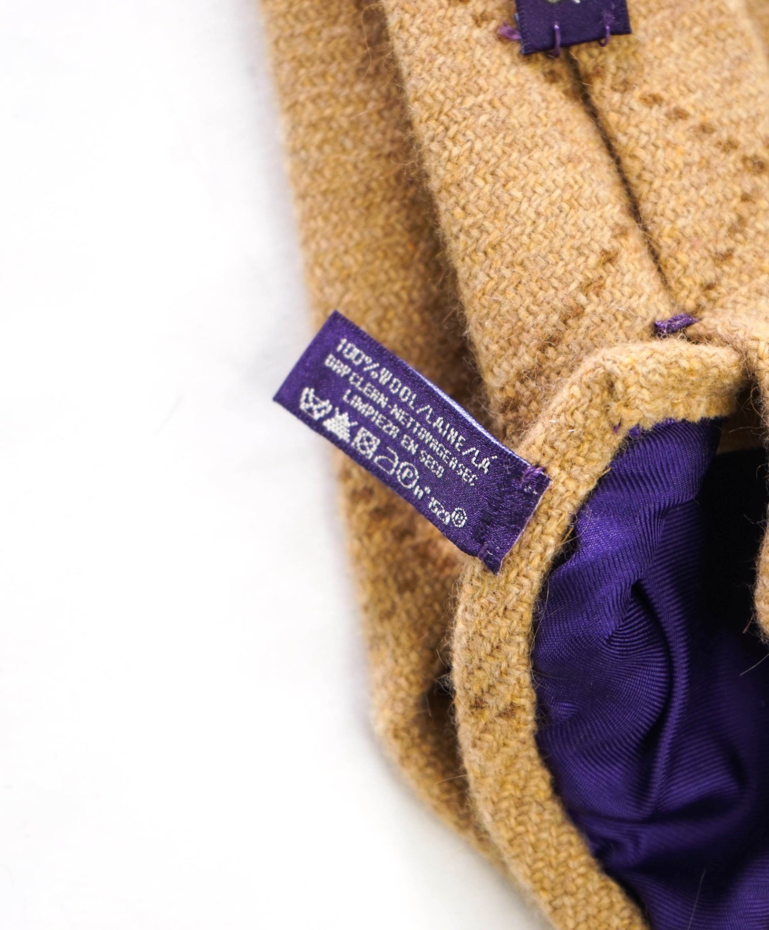 RALPH LAUREN PURPLE LABEL - Brown Flannel Wool - 3.25" Tie
