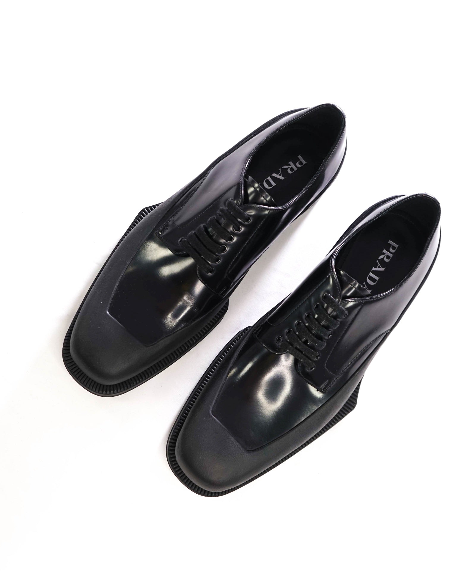 $1,320 PRADA - Black Leather Lug Sole Derby - US 10.5 (UK9.5)