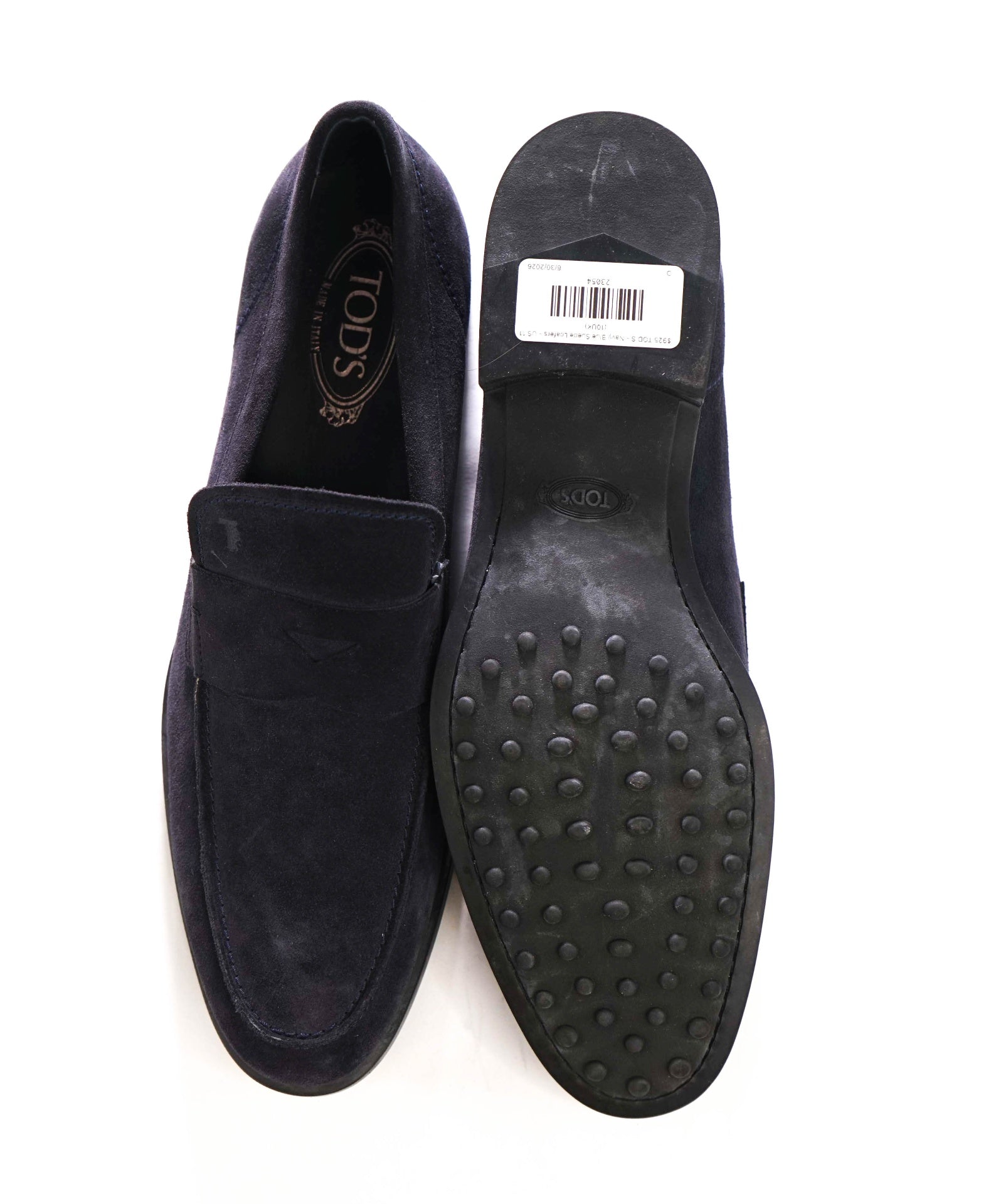 $925 TOD'S - Navy Blue Suede Penny Loafers - US 11 (10UK)