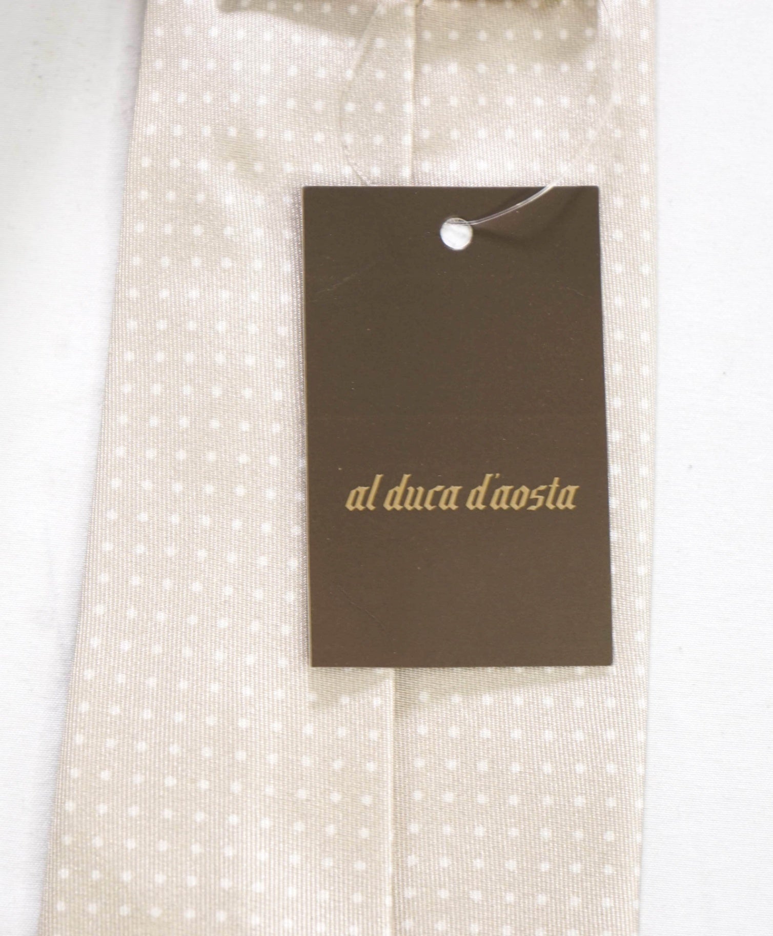 $195 FINAMORE - Beige Polka Dot Silk - 3" Tie