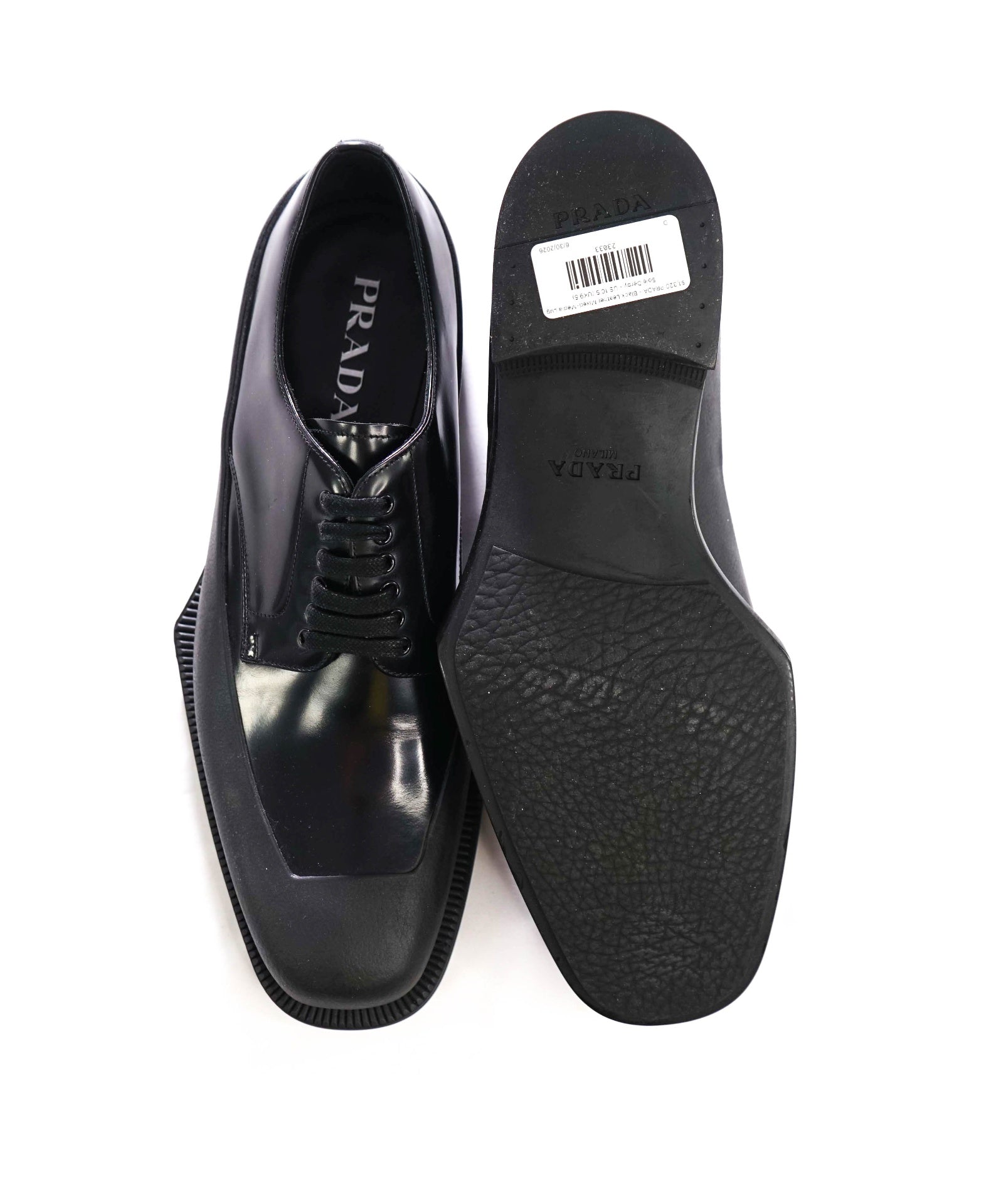 $1,320 PRADA - Black Leather Lug Sole Derby - US 10.5 (UK9.5)