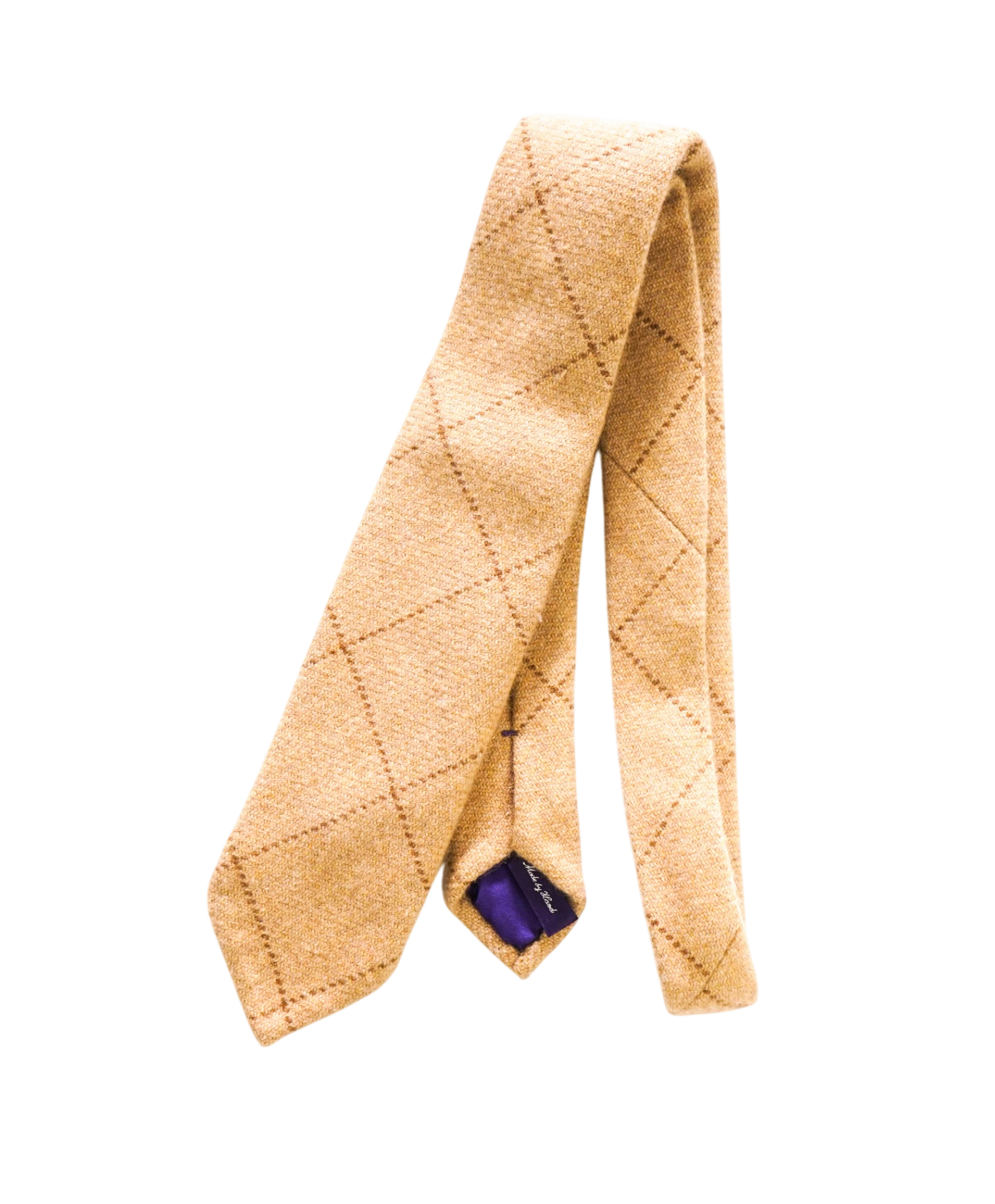 RALPH LAUREN PURPLE LABEL - Brown Flannel Wool - 3.25" Tie