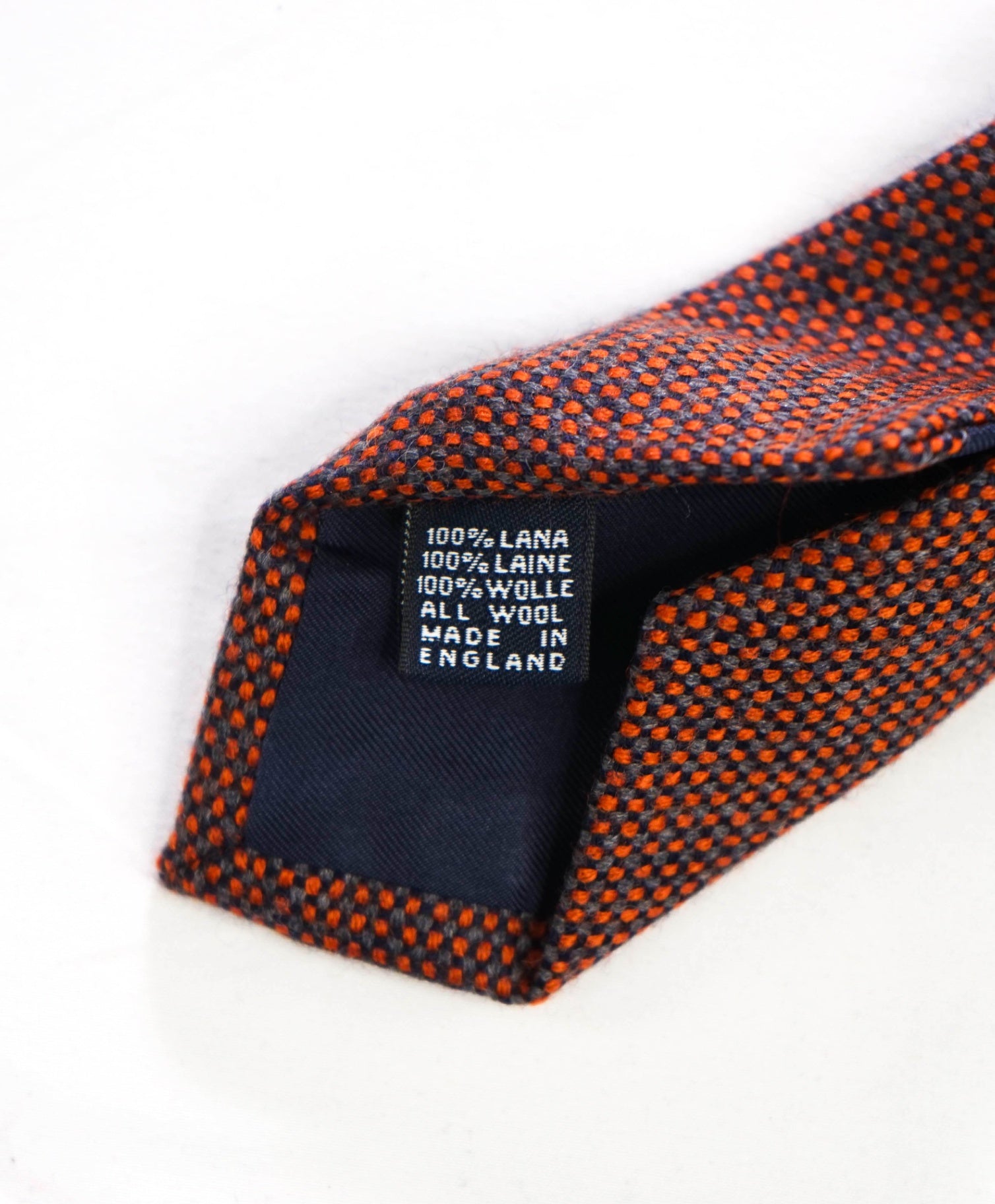 $275 DRAKE'S - Orange Woven Flannel Wool - 3" Tie