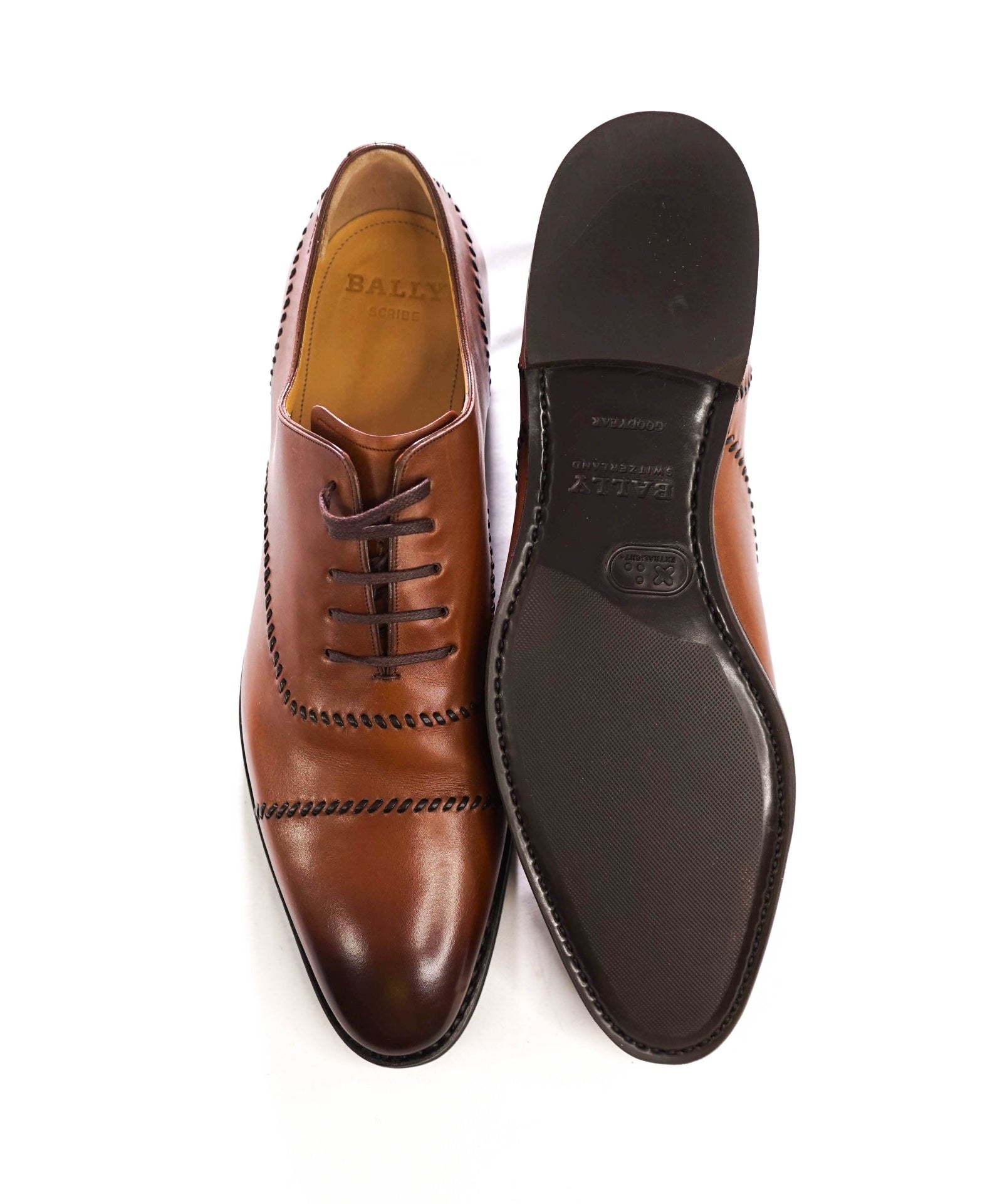 $1,300 BALLY - Brown GOODYEAR Leather Oxfords - US 12 (11UK)