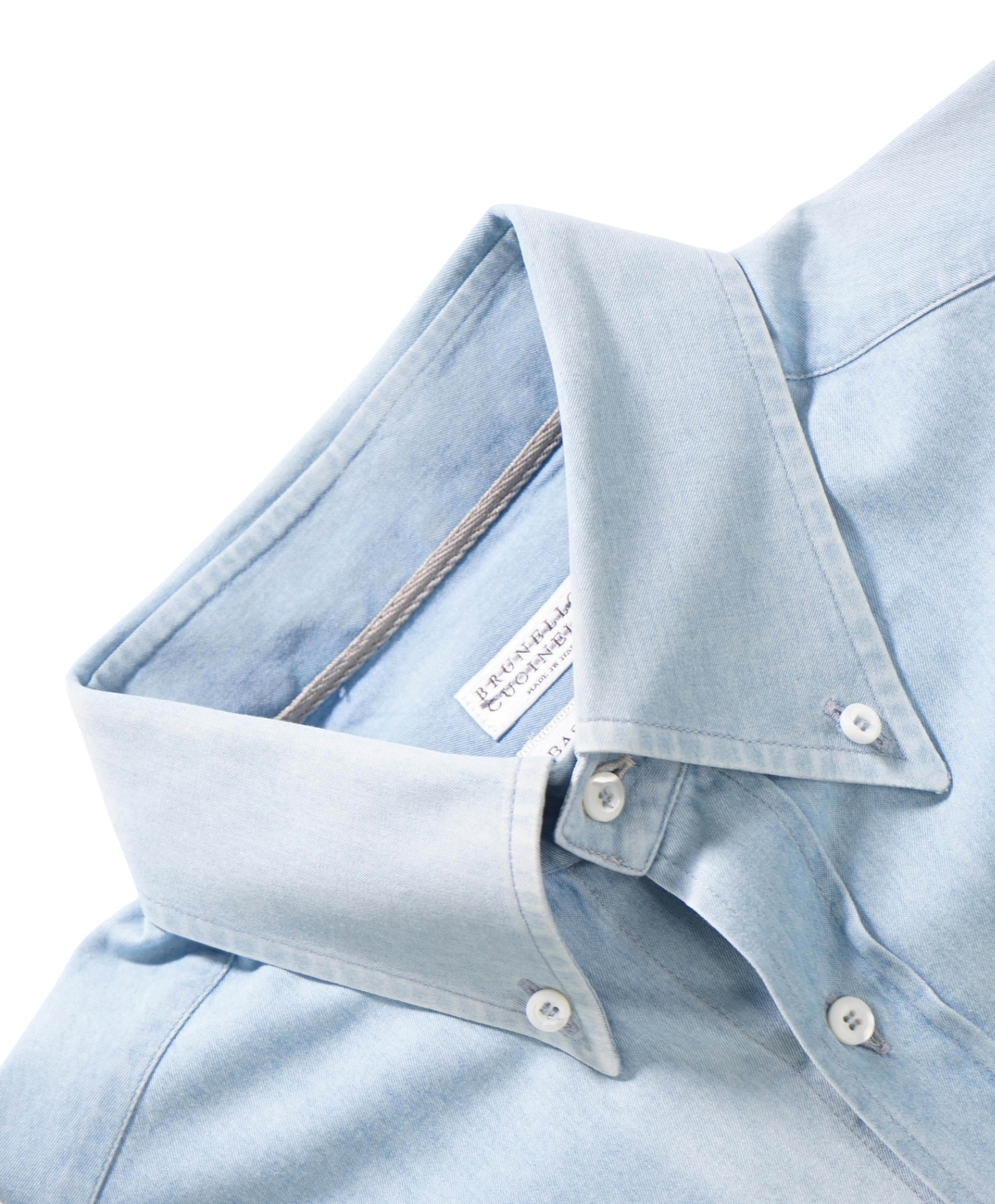 $830 BRUNELLO CUCINELLI - Washed Denim Light Blue Shirt - S