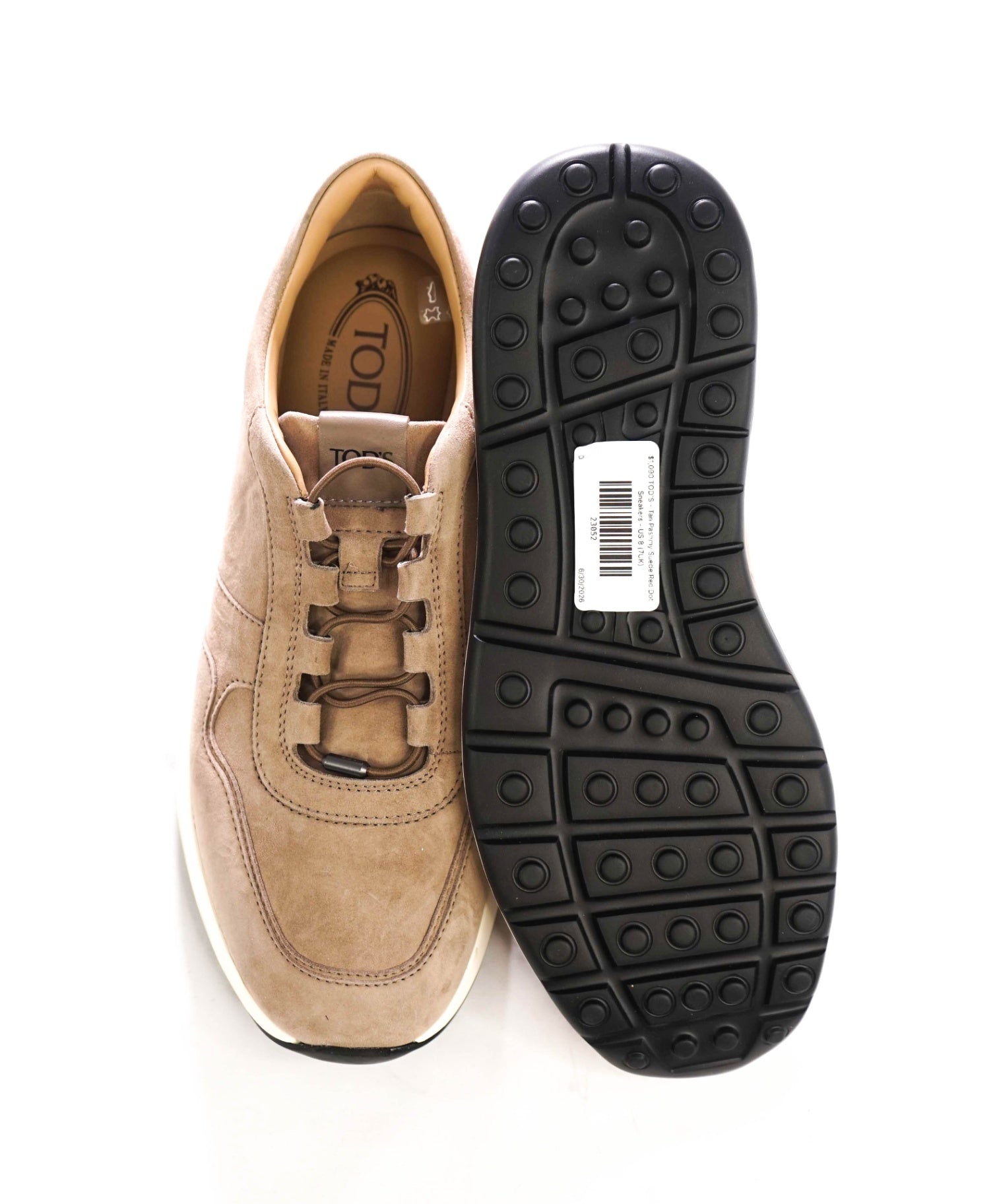 $1,090 TOD'S - Tan Pashmy Suede Logo Sneakers - US 8 (7UK)
