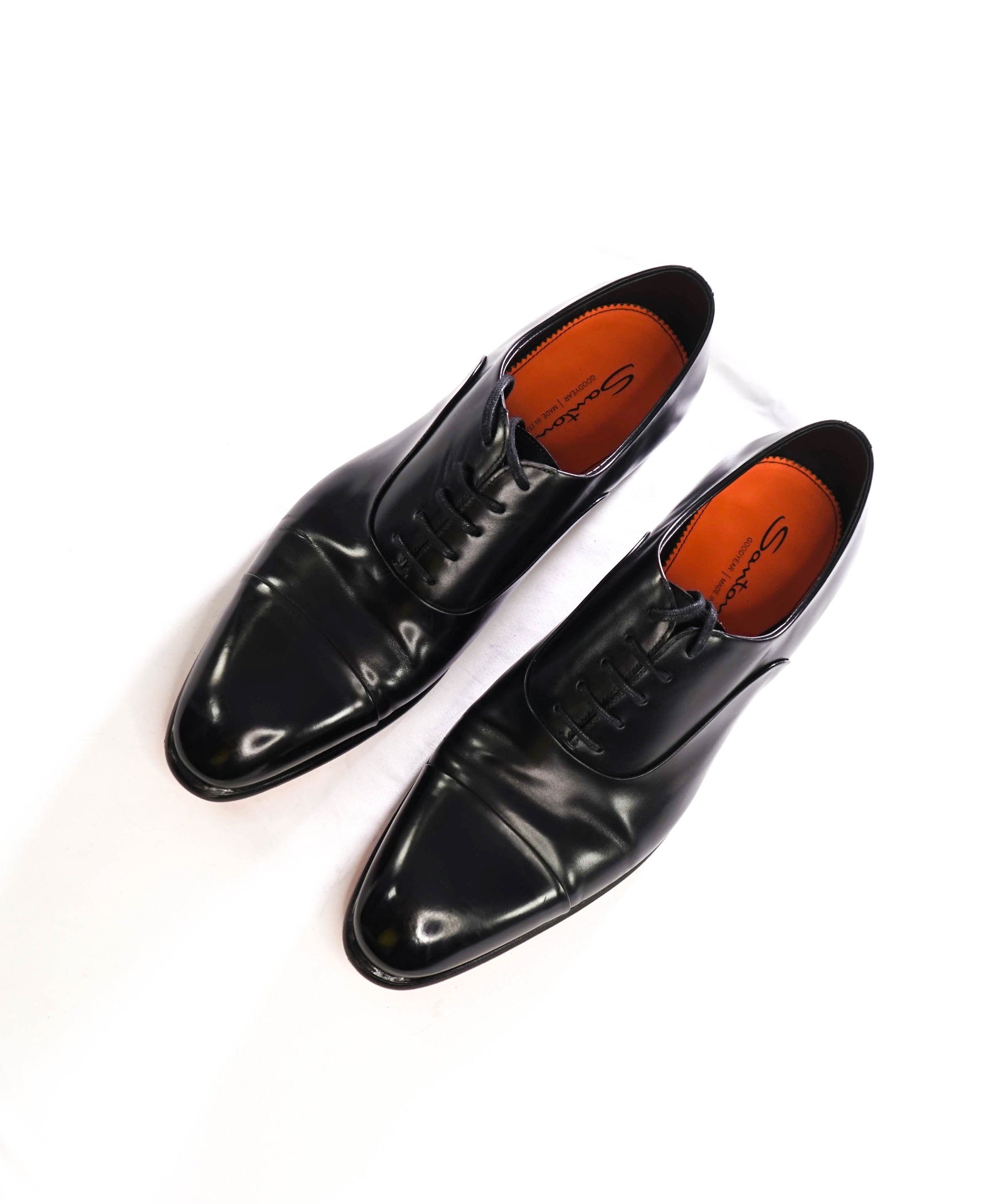 $1,350 SANTONI - Black "GOODYEAR" Oxfords - 11.5 US (10.5 UK)