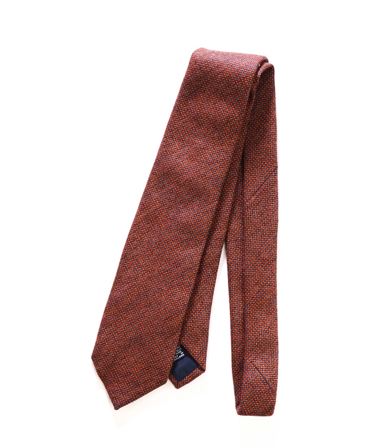 $275 DRAKE'S - Orange Woven Flannel Wool - 3" Tie