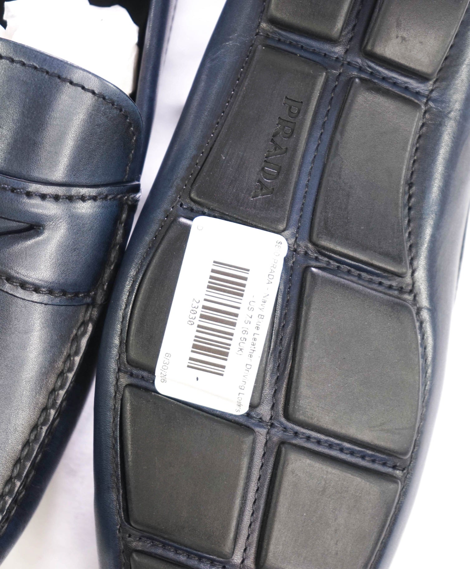 $850 PRADA - Navy Blue Leather Driving Loafers - US 7.5 (6.5UK)