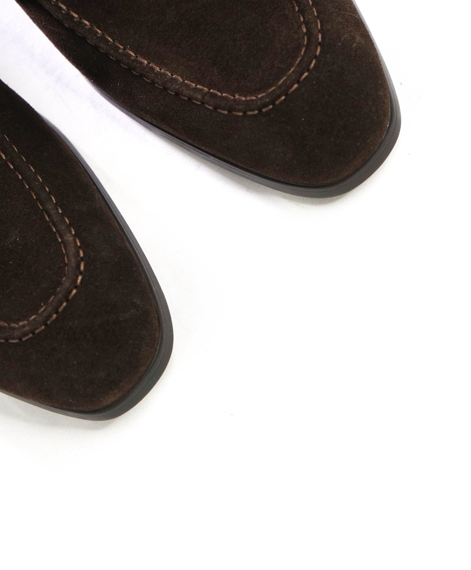 $795 SANTONI - Brown Suede Penny Loafers - 10