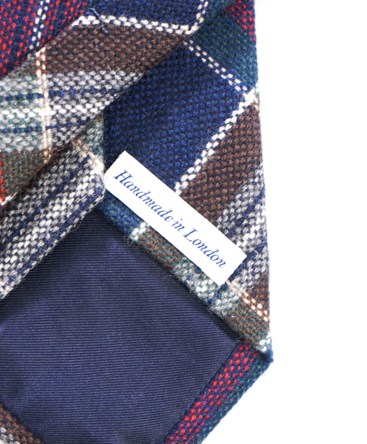 $275 DRAKE'S - Navy/Brown Plaid Cashmere - 3.25" Tie