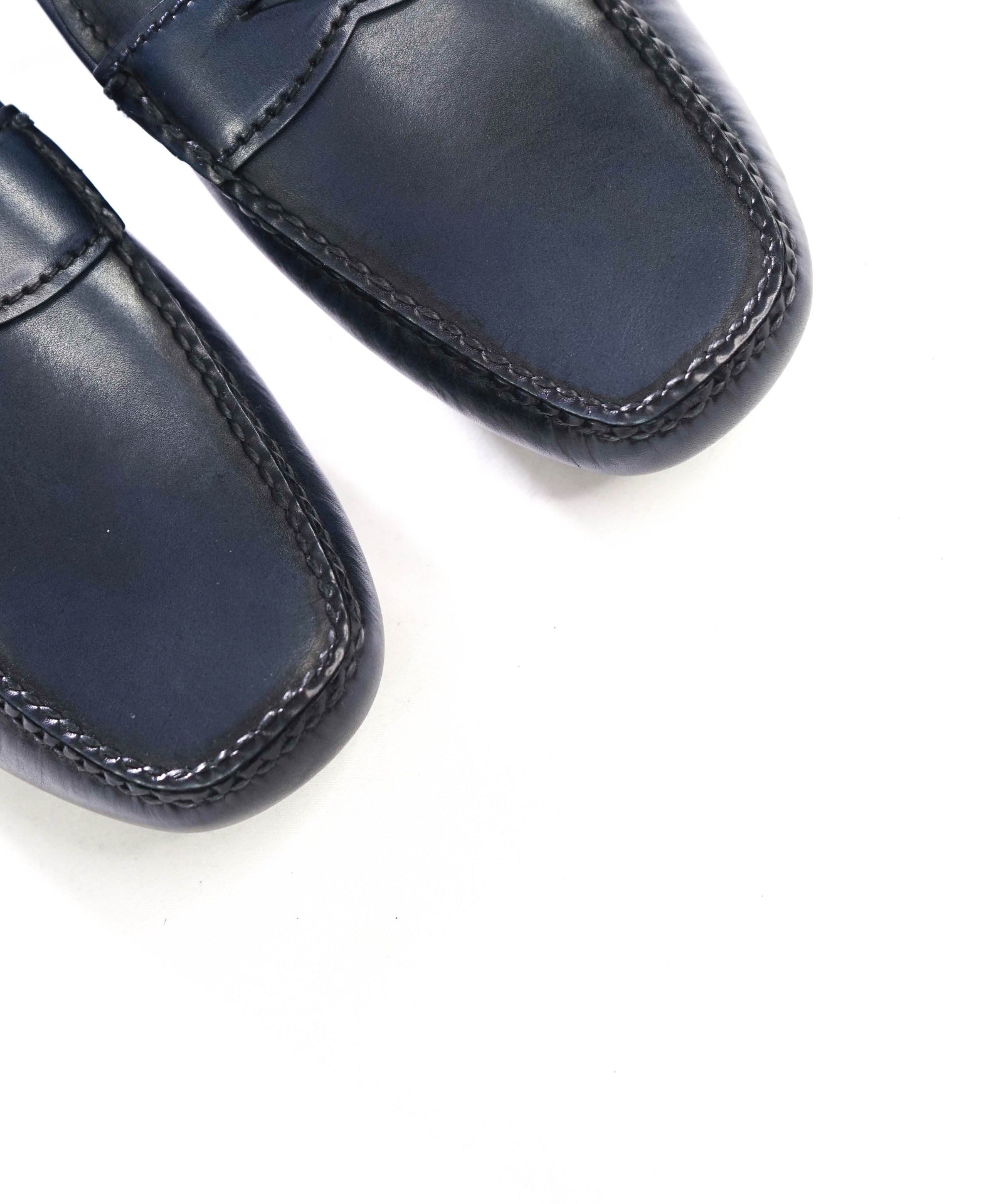 $850 PRADA - Navy Blue Leather Driving Loafers - US 7.5 (6.5UK)