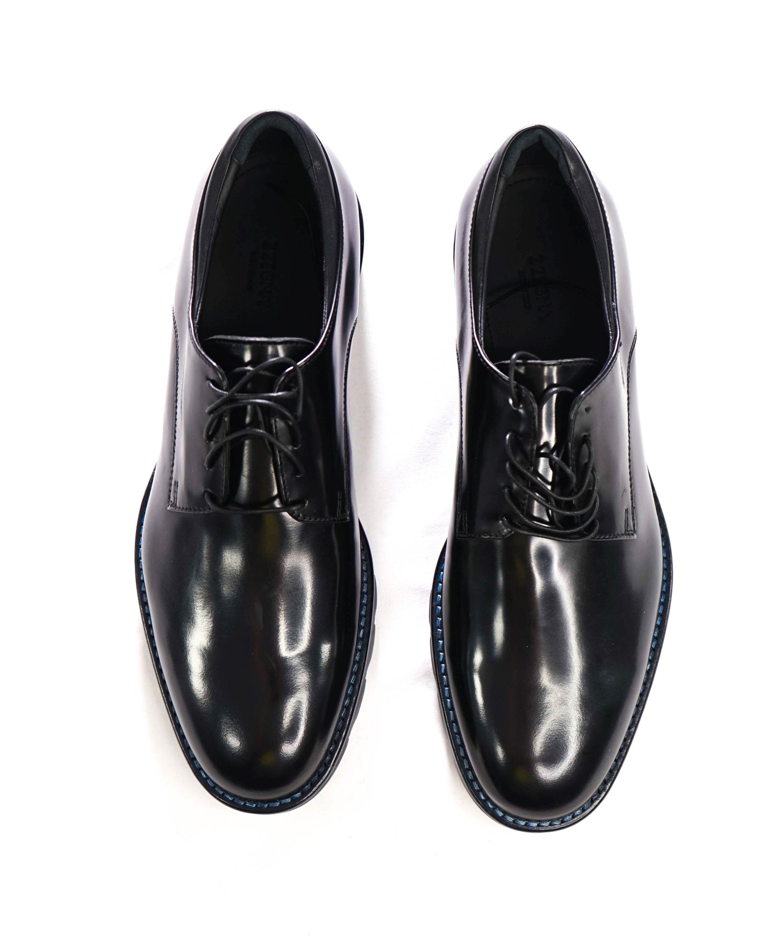 $650 Z ZEGNA - Black Leather Derby - US 9.5 (8.5UK)