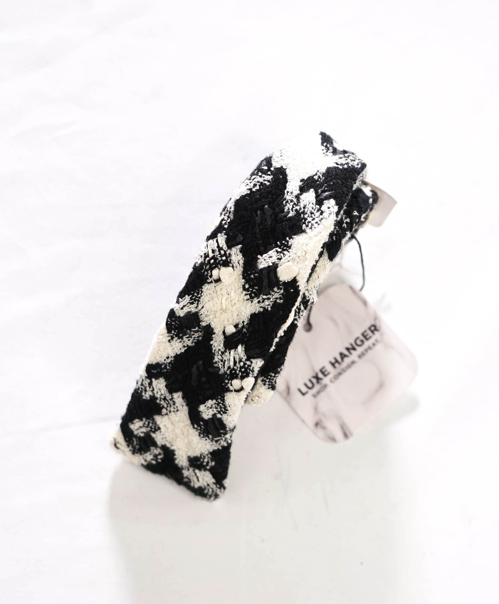 THOM BROWNE - Textured Black/White PEARL/Houndstooth Bow Tie