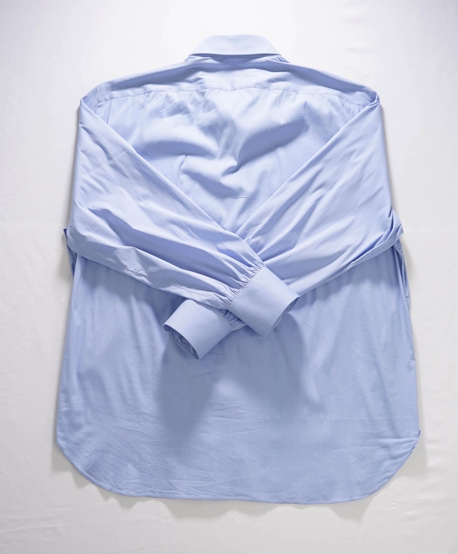 $875 KITON - Cotton Solid Blue Shirt - 17.5