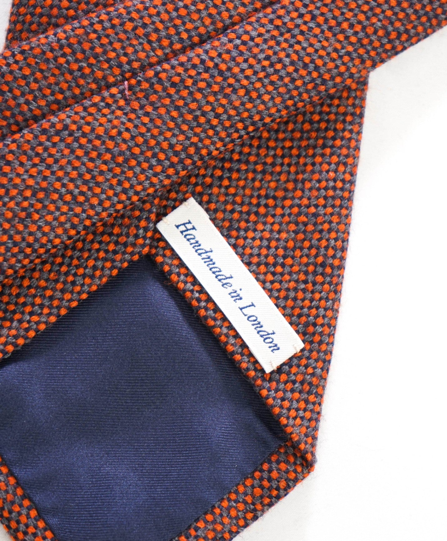 $275 DRAKE'S - Orange Woven Flannel Wool - 3" Tie