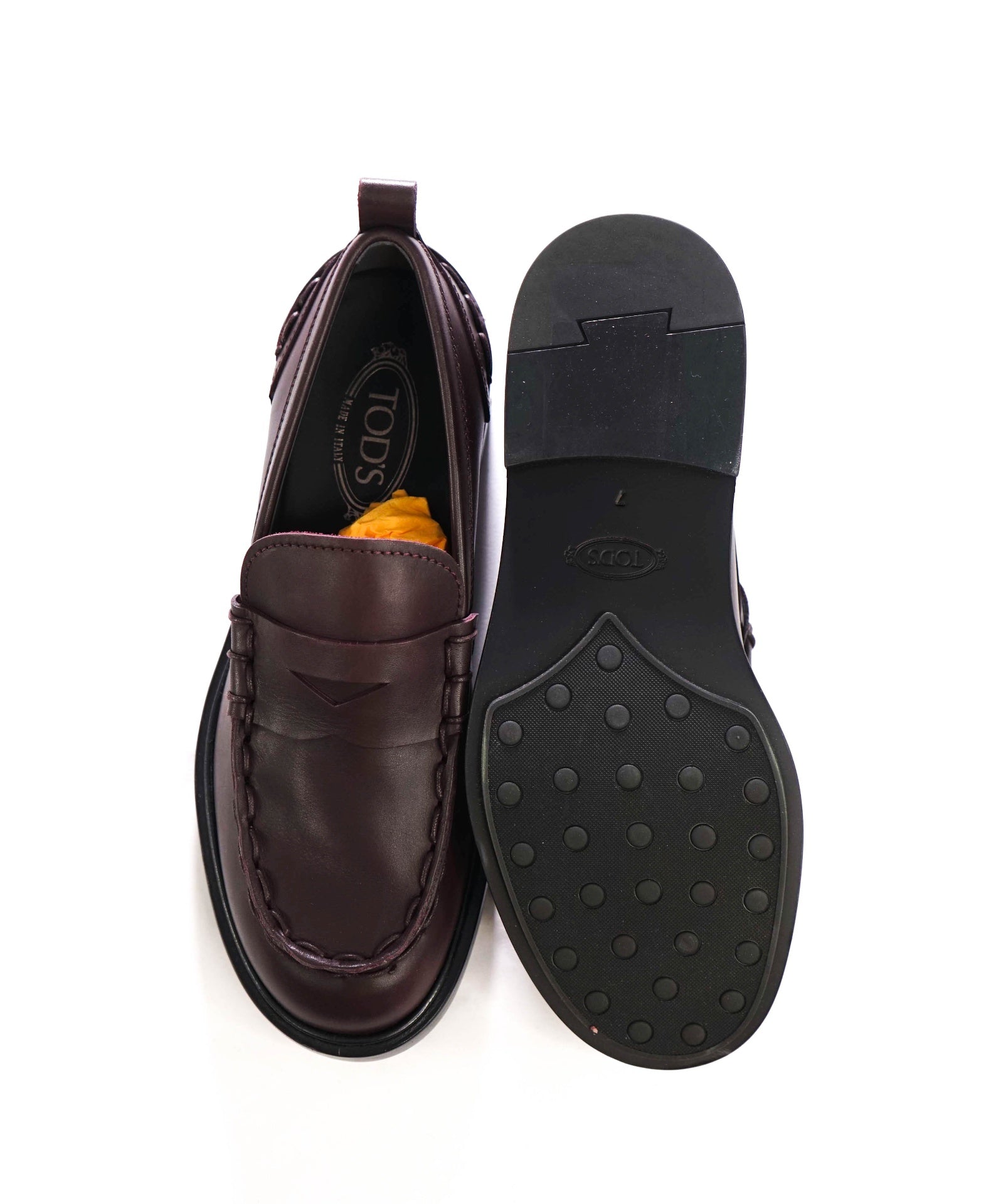 $925 TOD'S - Brown Leather Lug-Sole Loafers - US 8 (7UK)