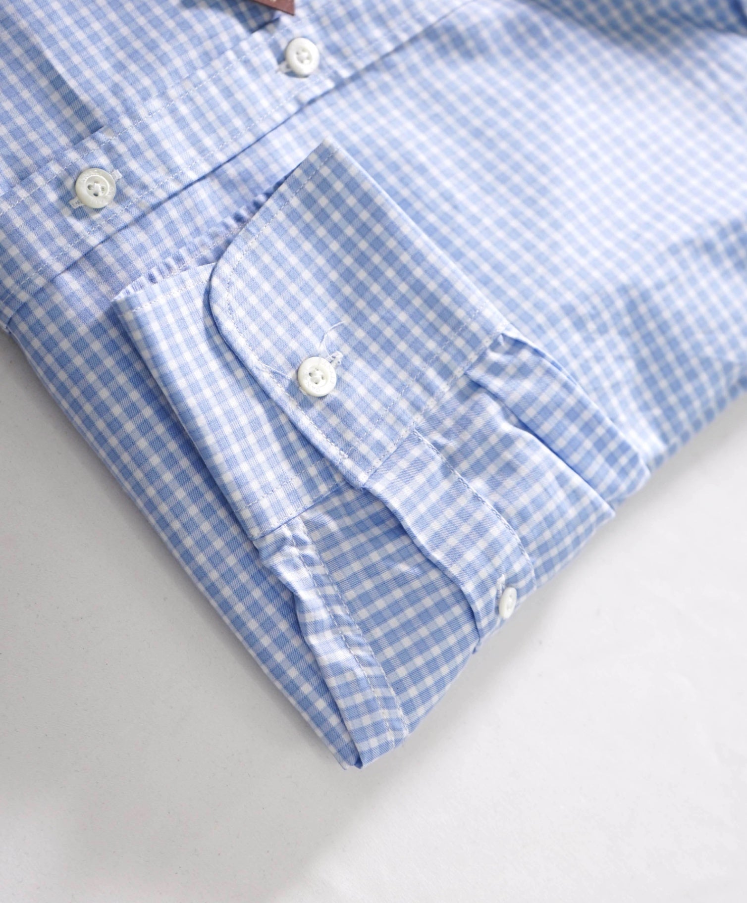 $375 CANALI - Blue Gingham Cotton Shirt - S