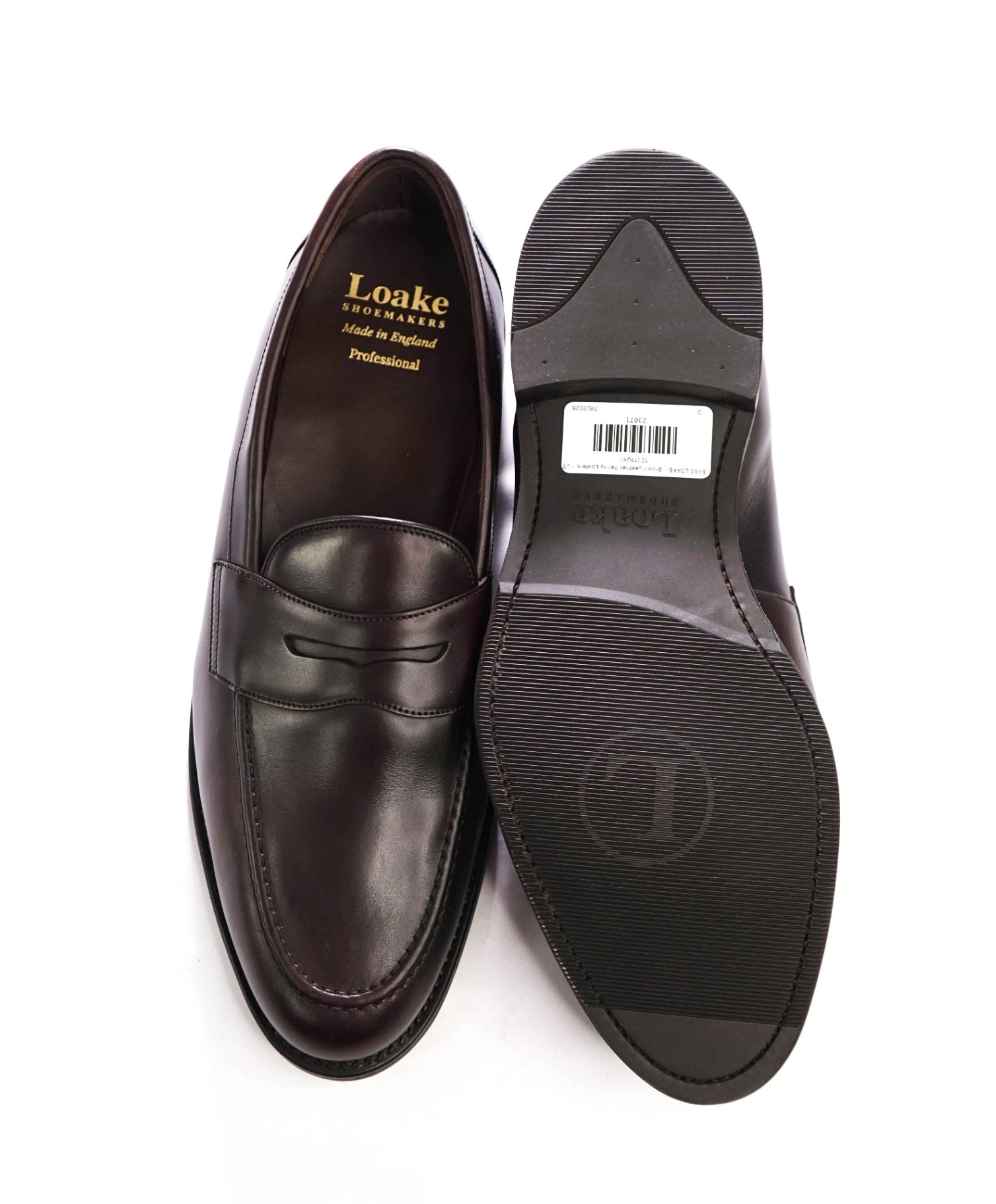 $450 LOAKE - Brown Leather Penny Loafers - US 12 (11UK)