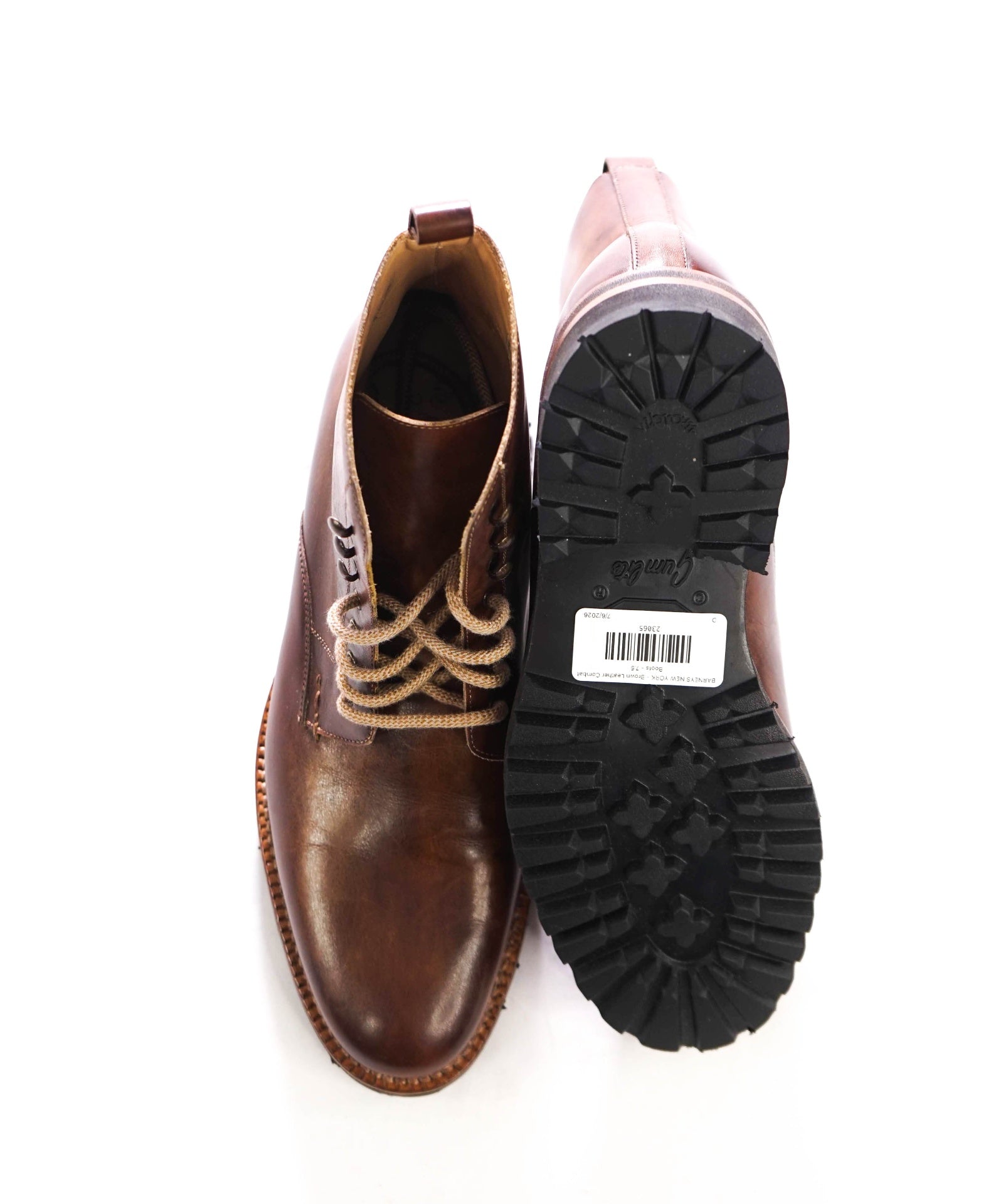 $600 HARISS Firenze - Brown Leather Combat Boots - 8.5 US (7.5UK)
