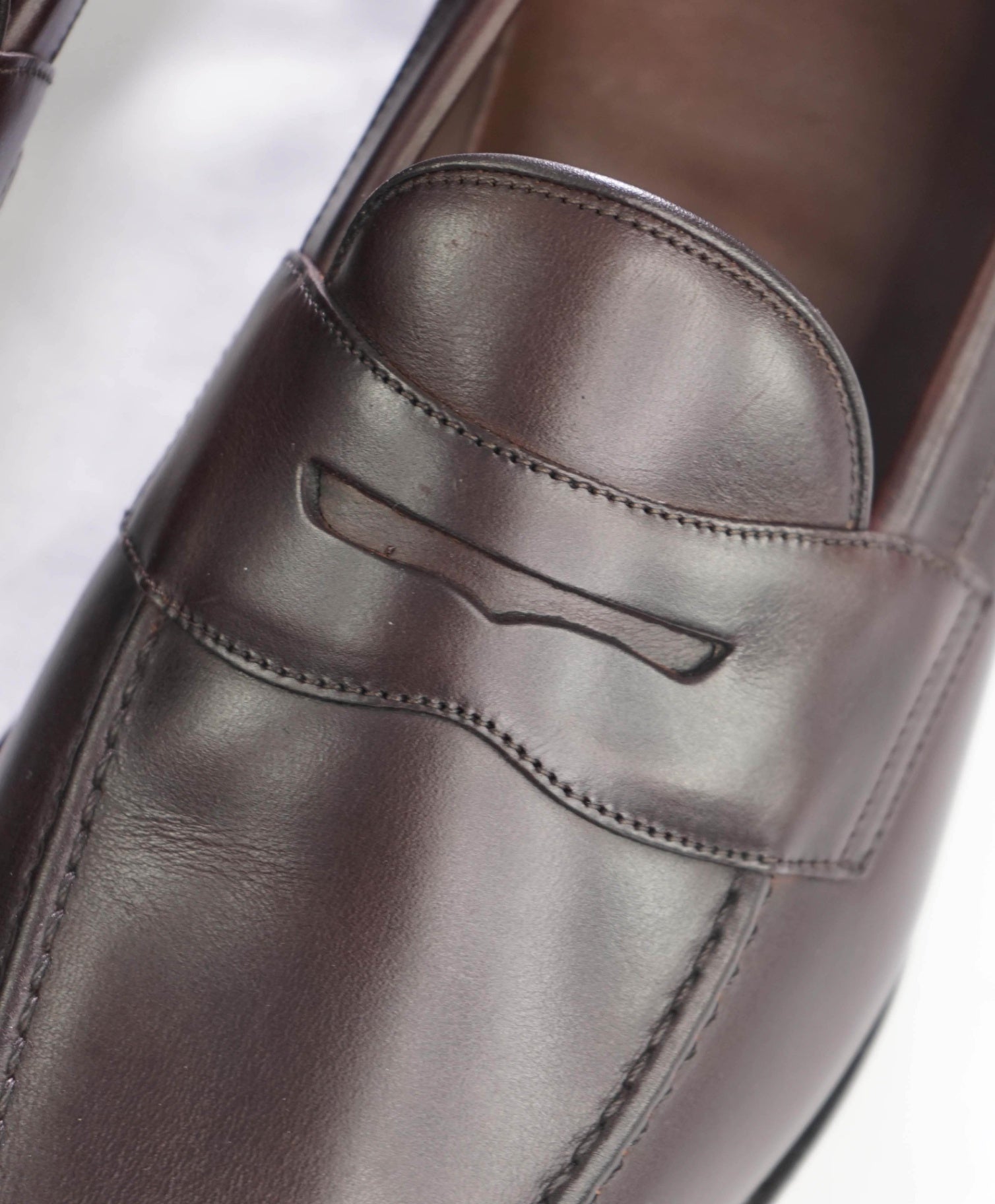 $450 LOAKE - Brown Leather Penny Loafers - US 12 (11UK)