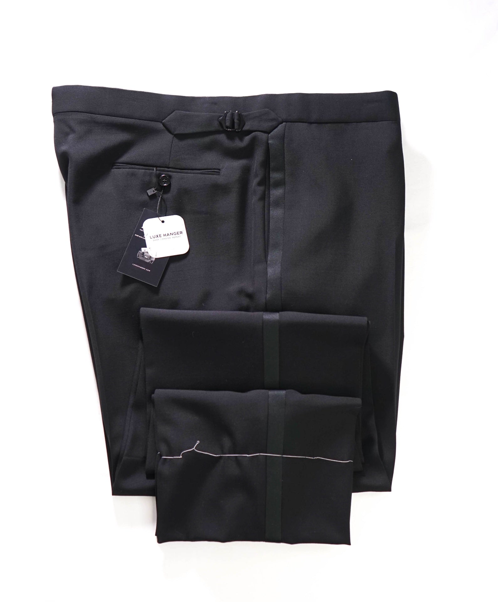 $995 RALPH LAUREN PURPLE LABEL - Black Tuxedo Pants - 43W