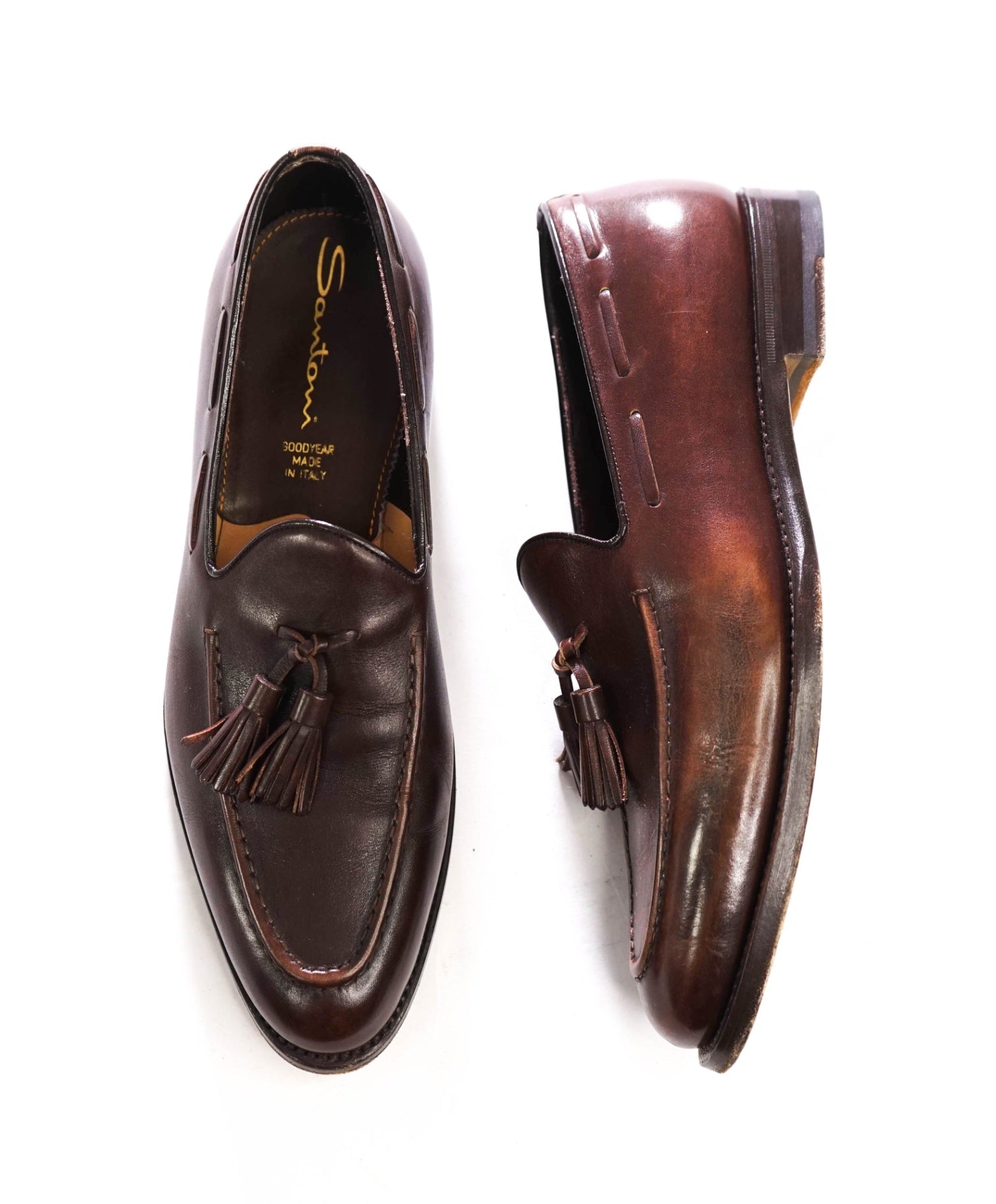 $1,030 SANTONI - Brown GOODYEAR Tassel Loafers - US 8.5 (7.5UK)