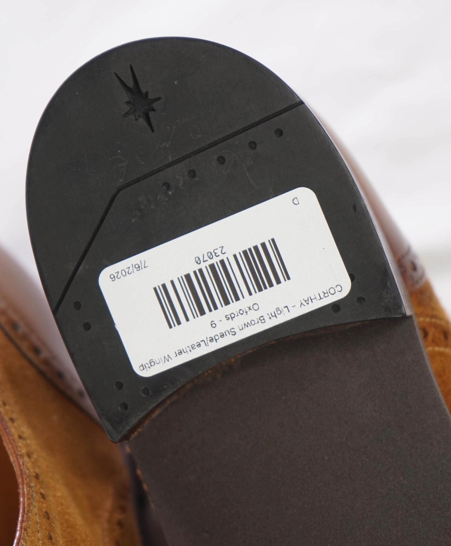 $2,580 CORTHAY - Light Brown Suede/Leather Wingtip Oxfords - 9